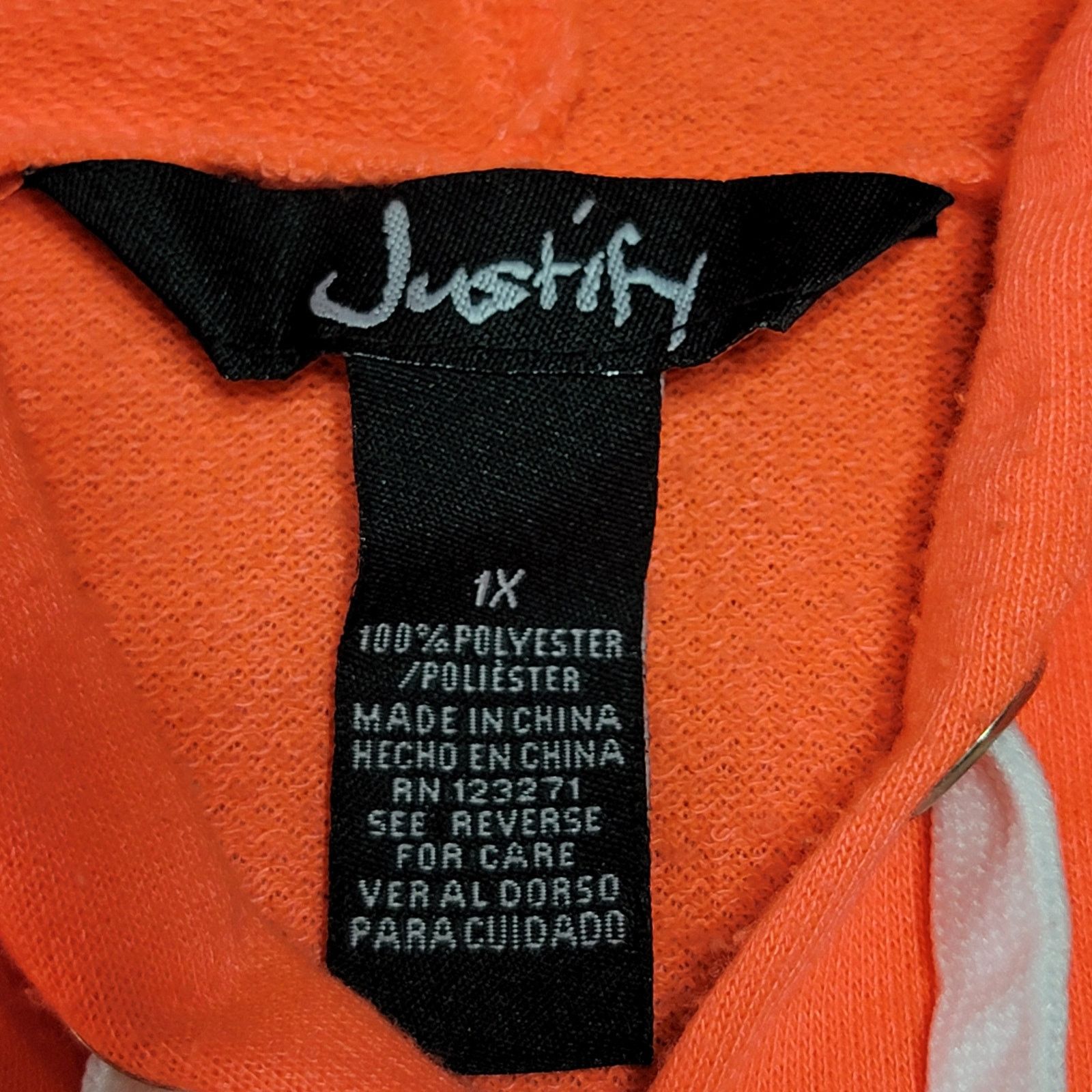 Other Justify LS Neon Orange Pullover Hoodie "86 Love" - Size 1X Size XL / US 12-14 / IT 48-50 - 6 Thumbnail