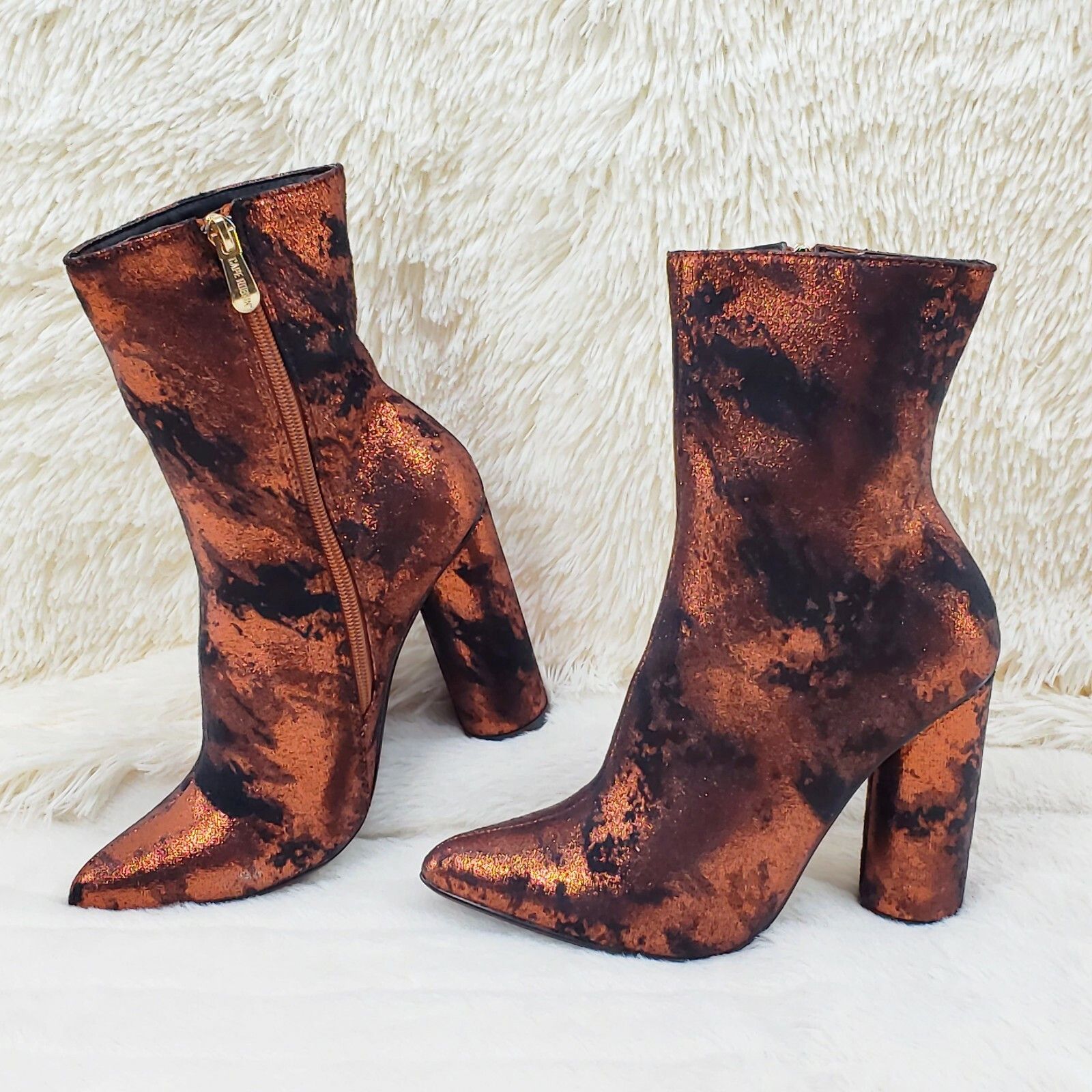 Other Paw Metallic Orange Rust Cylinder High Heel Ankle Boots Size Size US 6.5 / IT 36.5 - 7 Thumbnail