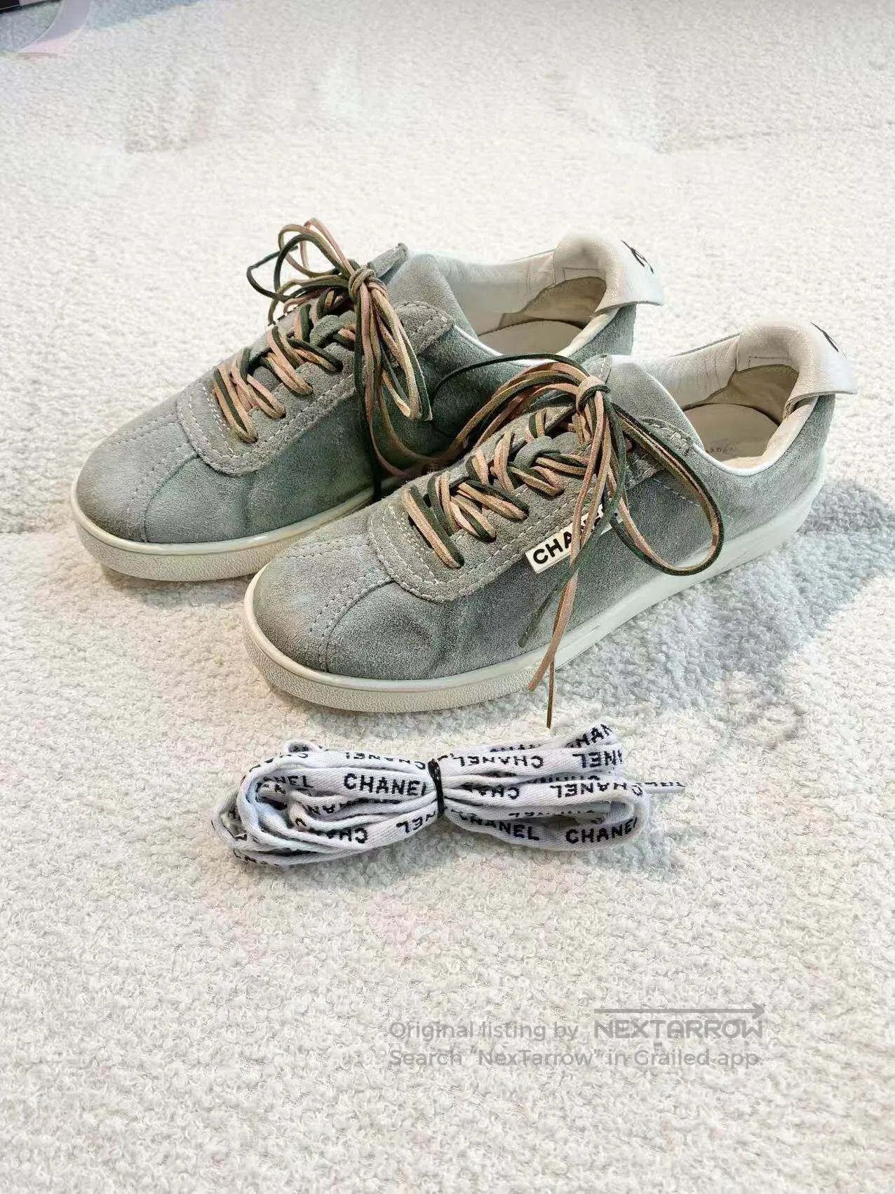 Chanel Chanel Alphabet slogans Vintage suede casual shoes| Size US 4.5 / IT 34.5 - 2 Thumbnail