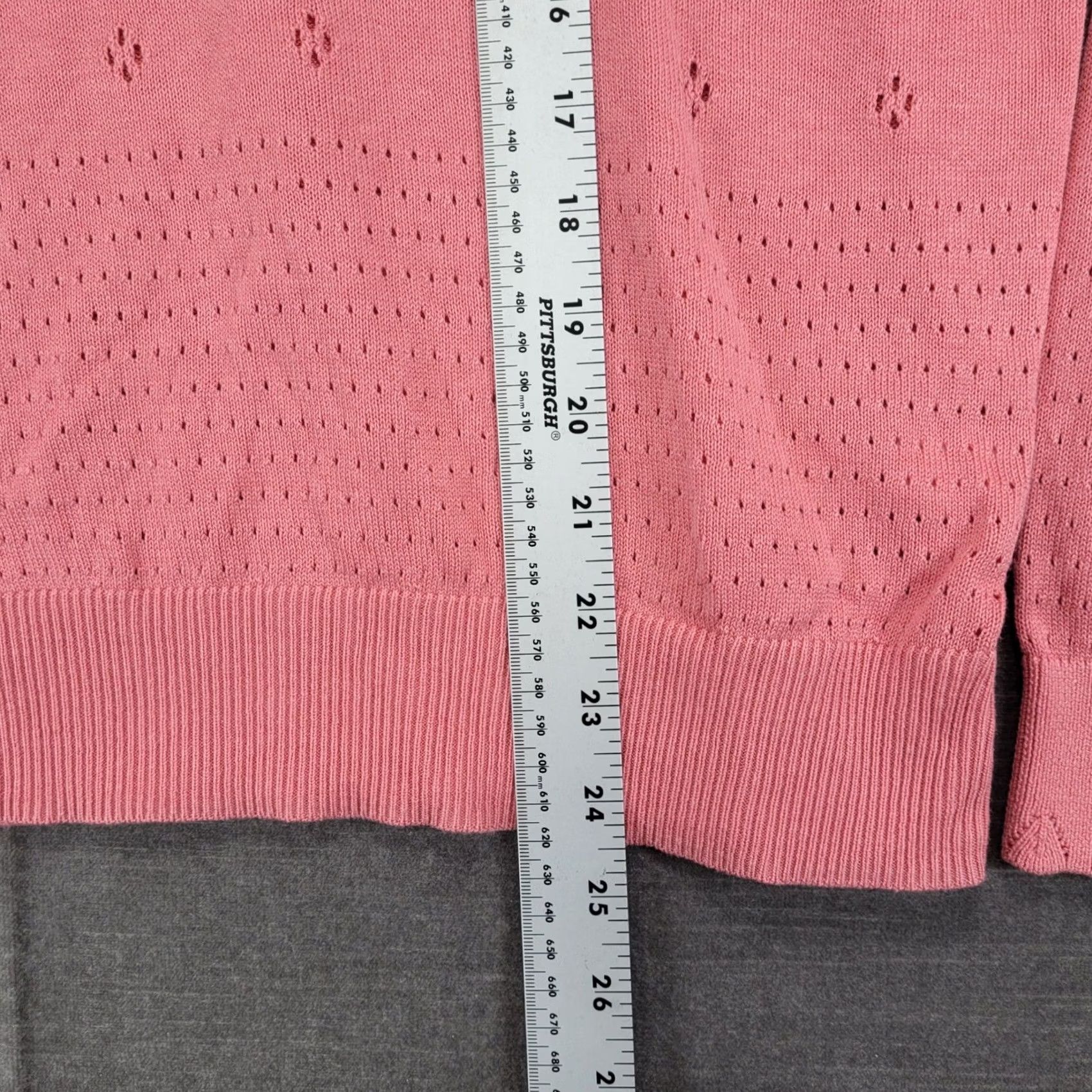 Vintage LC Lauren Conrad Pink Scalloped Pointelle Pullover Sweater NWT Large Women Size L / US 10 / IT 46 - 5 Thumbnail