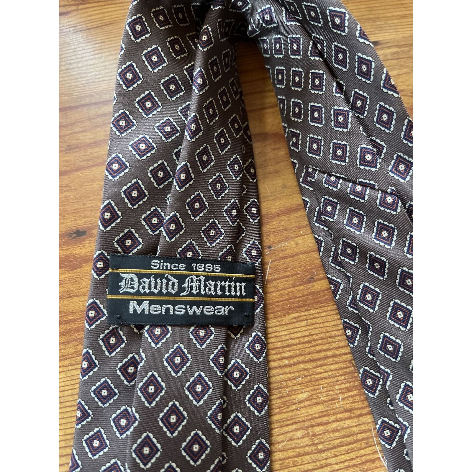 Other david martin menswear vintage brown geometric silk necktie Size ONE SIZE - 3 Thumbnail