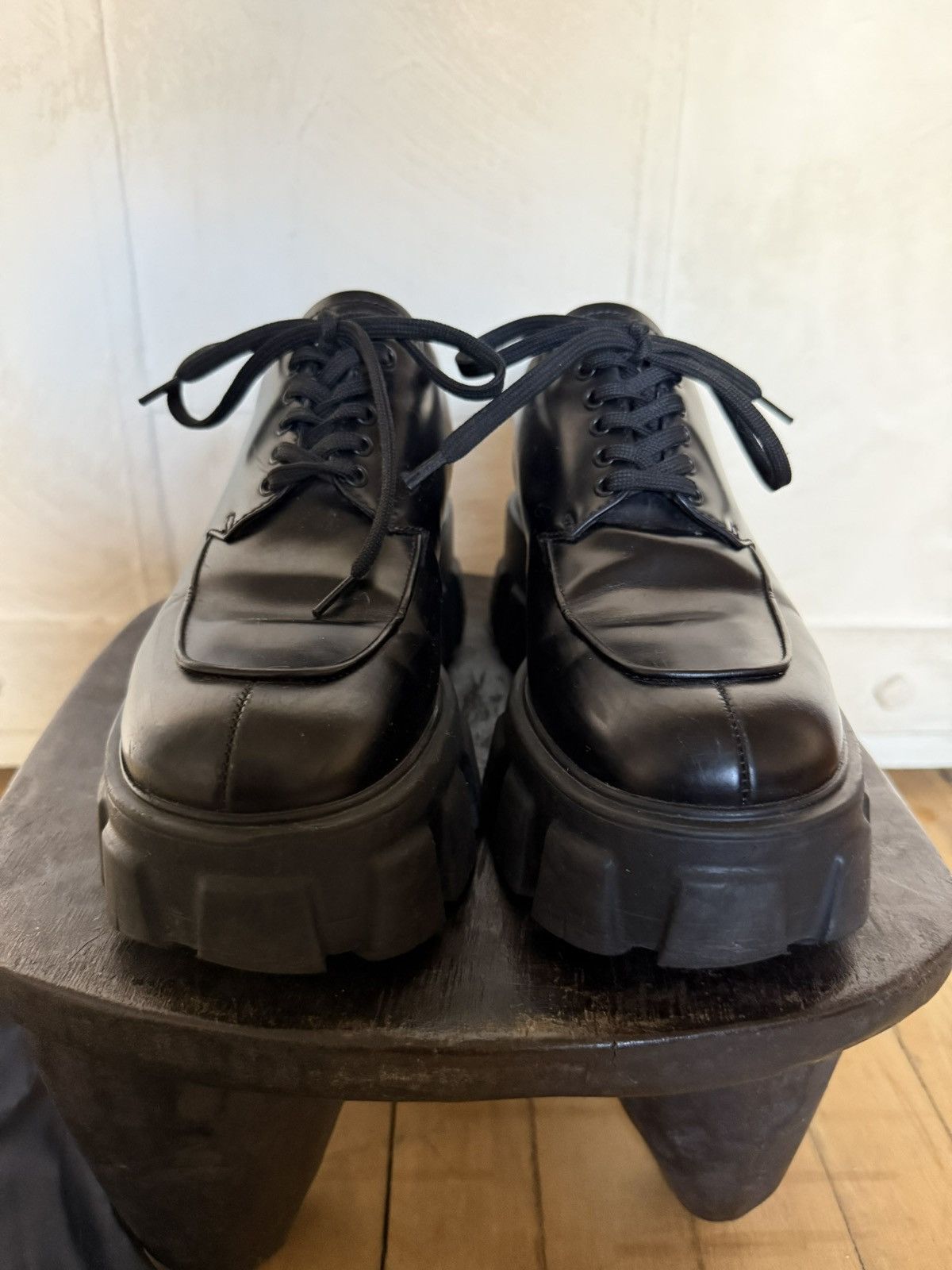 Prada Prada Monolith Brushed Leather Lace-up shoes Size US 7.5 / IT 37.5 - 2 Thumbnail