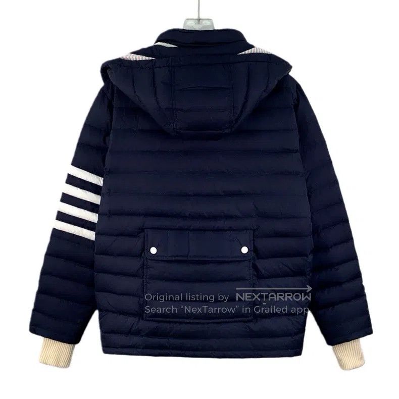 Thom Browne Thom Browne Classic dark blue four-row hooded zipper long- Size US L / EU 52-54 / 3 - 2 Thumbnail