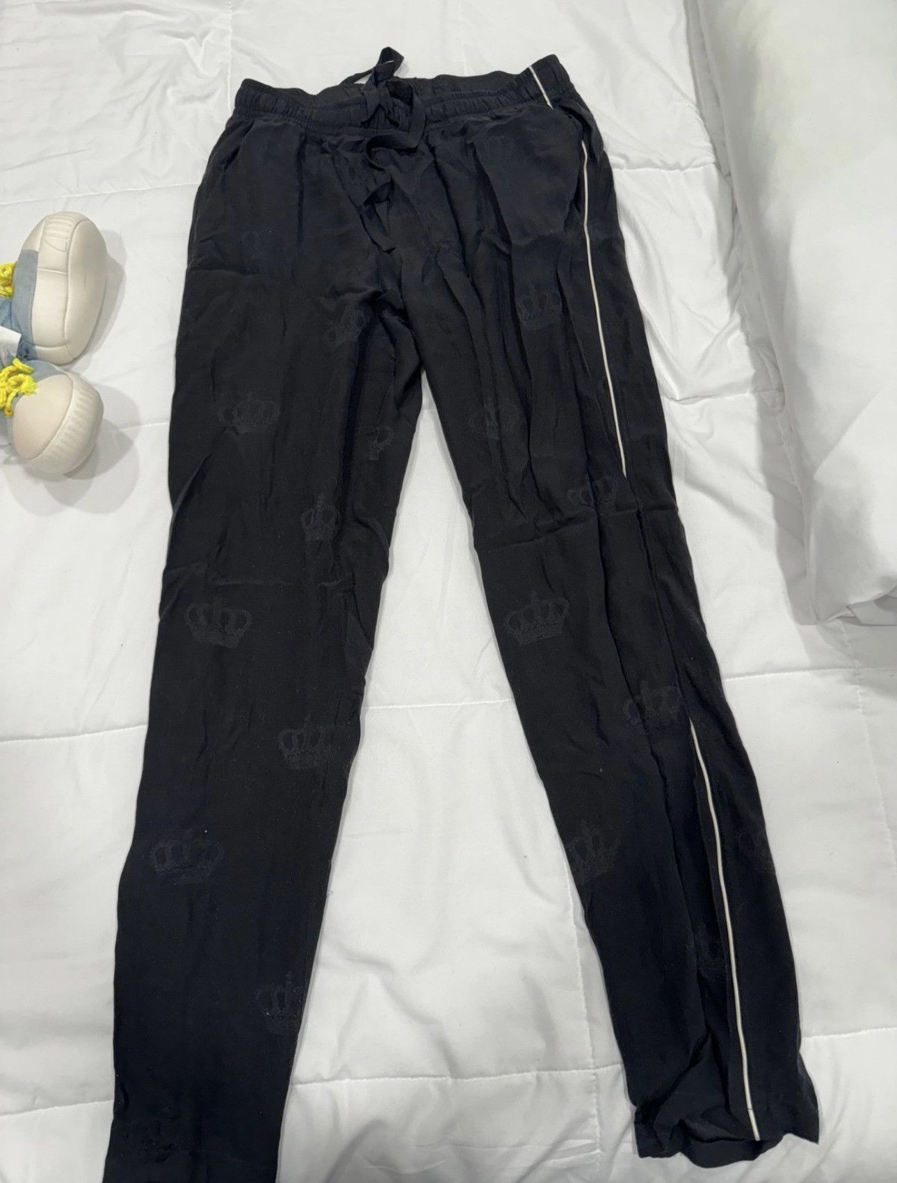 Dolce Gabbana men silk crown embroidered jogger pants