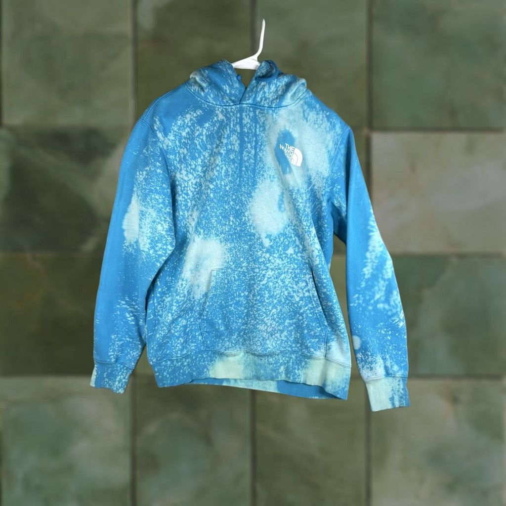 The North Face The North Face Hoodie Mens L Blue Tie Dye Never Stop Exploring Graphic Print Hooded Pullover Sweatshirt Front Logo Back Logo Size US L / EU 52-54 / 3 - 1 Thumbnail