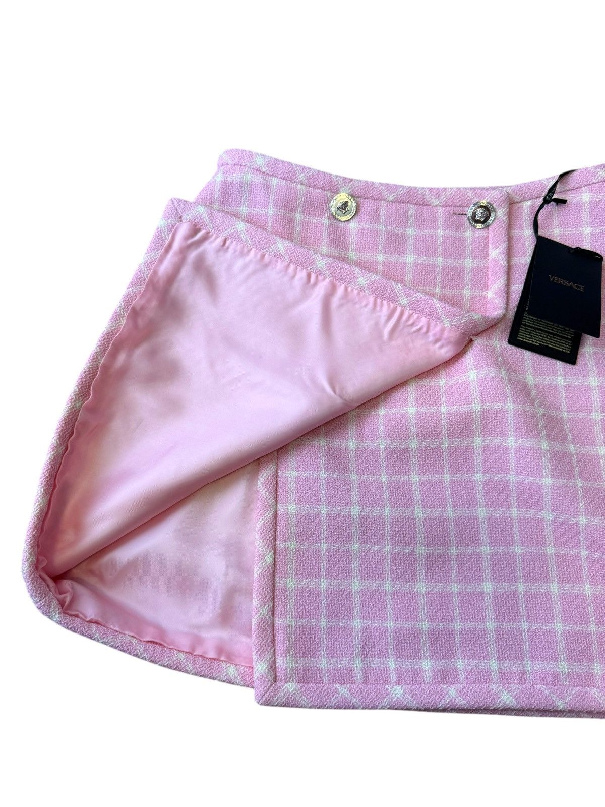 Versace Versace Pink Tweed Mini Skirt Medusa Buttons – Size IT 38 Size 26" / US 2 / IT 38 - 9 Thumbnail