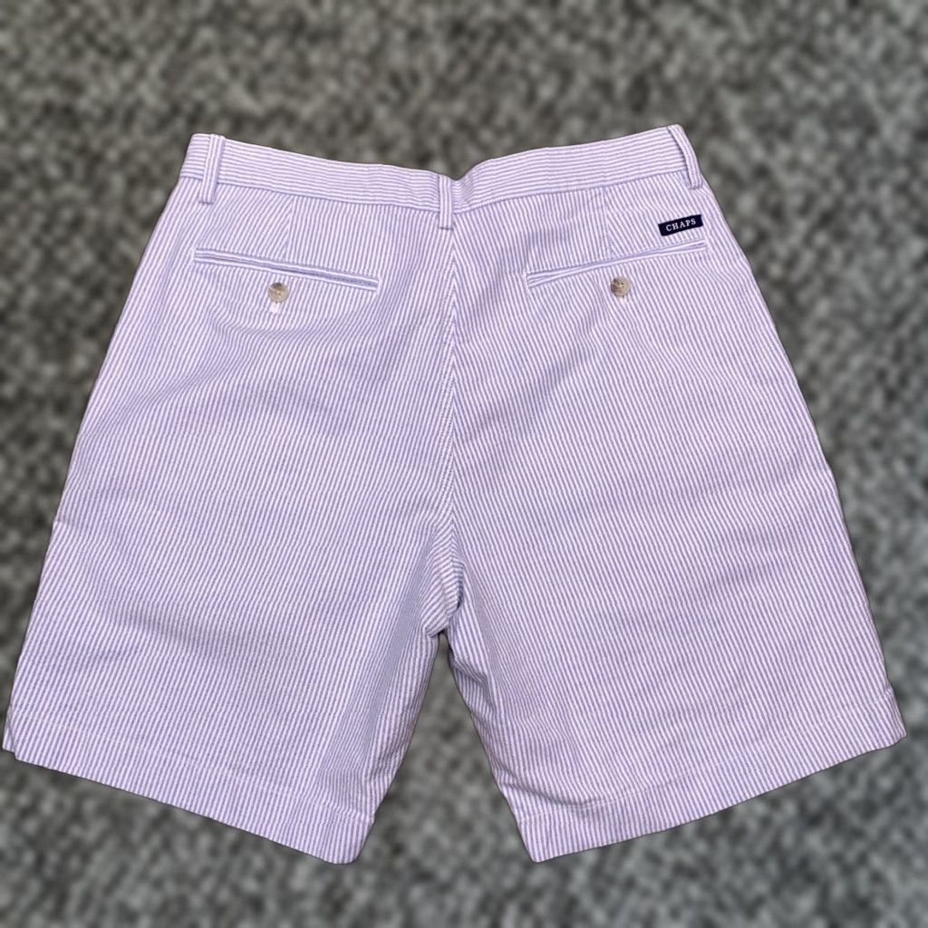 Chaps Chaps Chino Short Adult 34 Blue Striped Preppy Knit 97% Cotton 3% Elastane Zip Regular Slim/Flat Front Pockets Mens Casual Vintage No (if allowed) Size US 34 / EU 50 - 1 Thumbnail