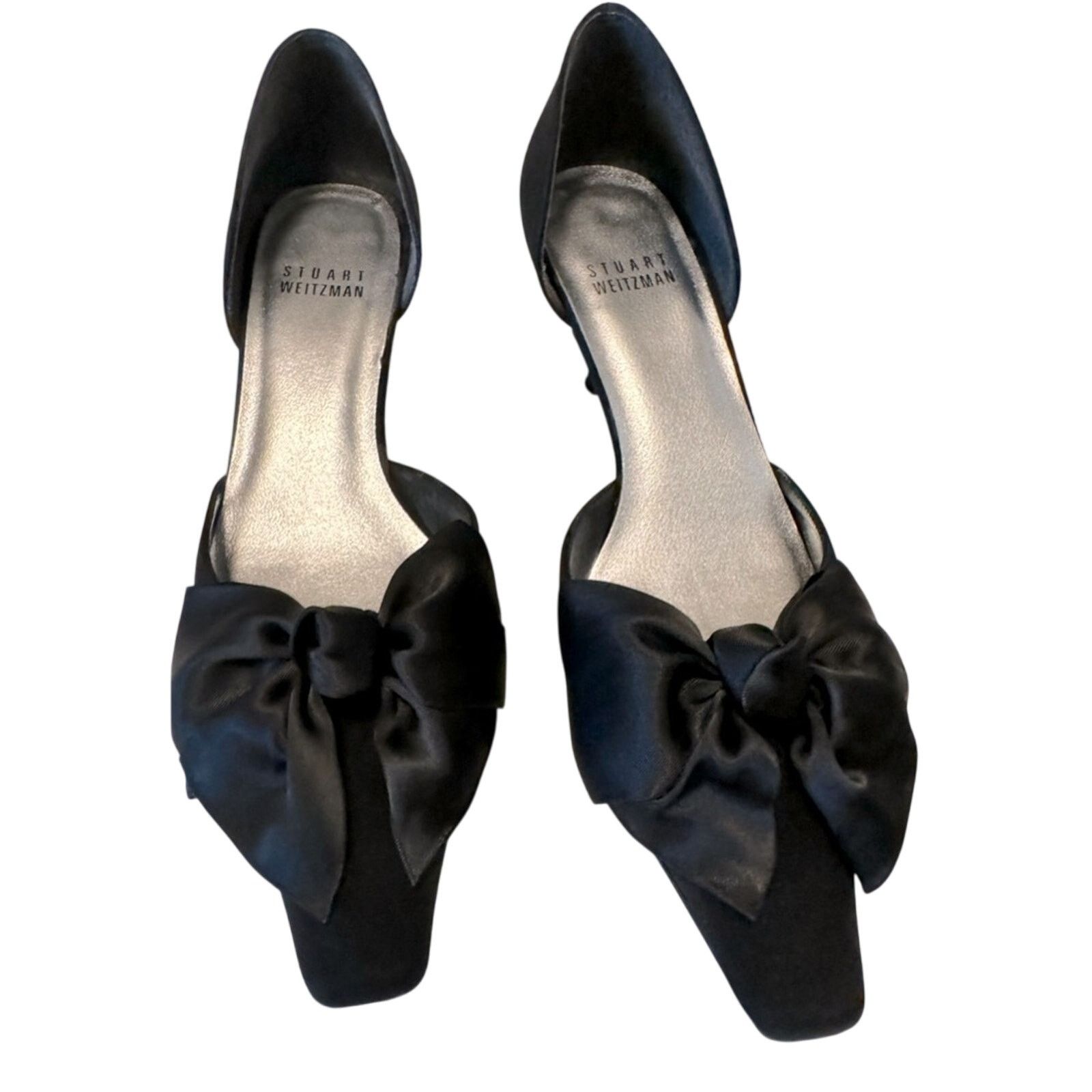 Stuart Weitzman Stuart Weitzman Vintage Loveknot Black Satin Pump 5.5 Size US 5.5 / IT 35.5 - 1 Thumbnail