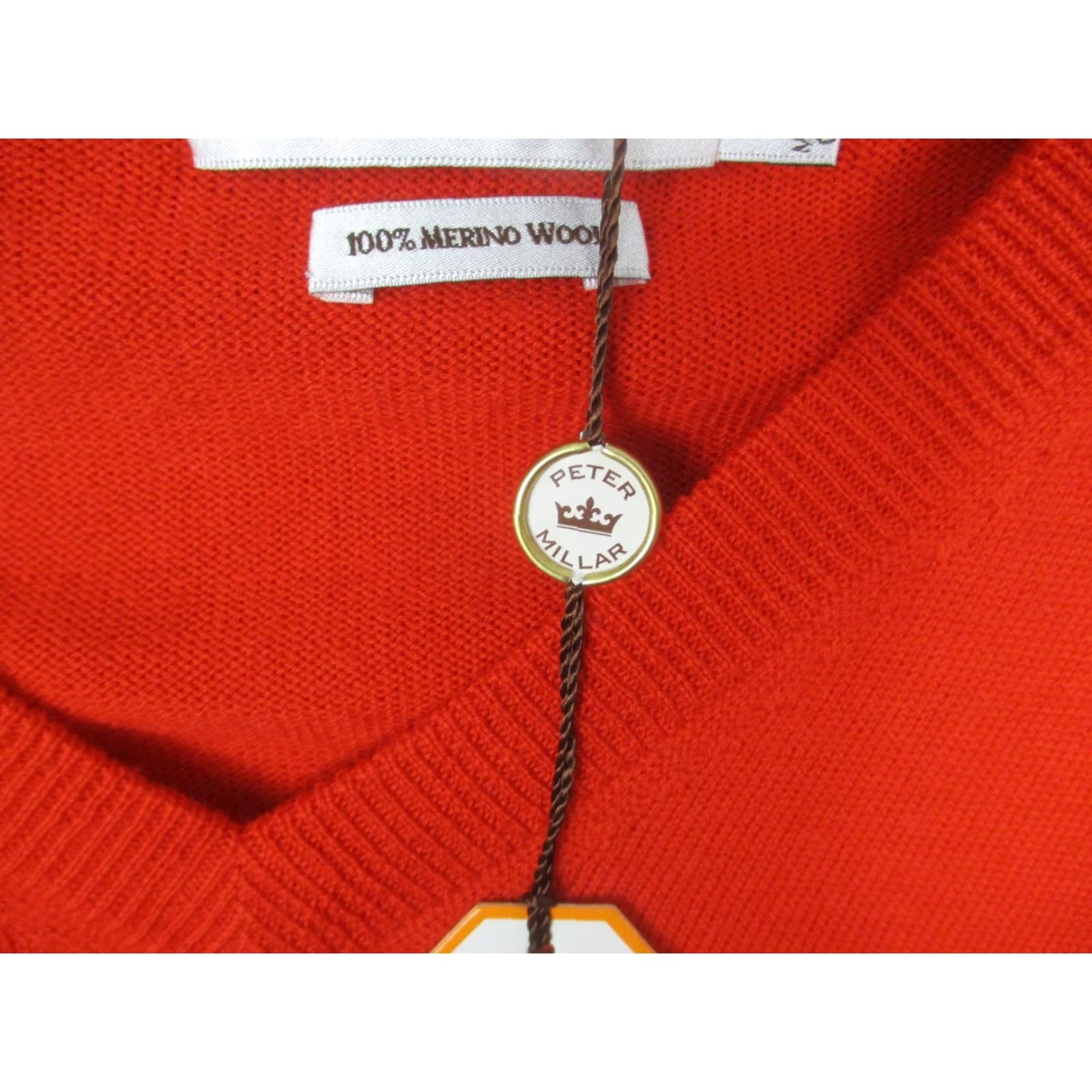 Peter Millar Peter Millar Sweater Mens XL Orange V-Neck 100% Merino Wool Knit Pullover Size US XL / EU 56 / 4 - 7 Thumbnail
