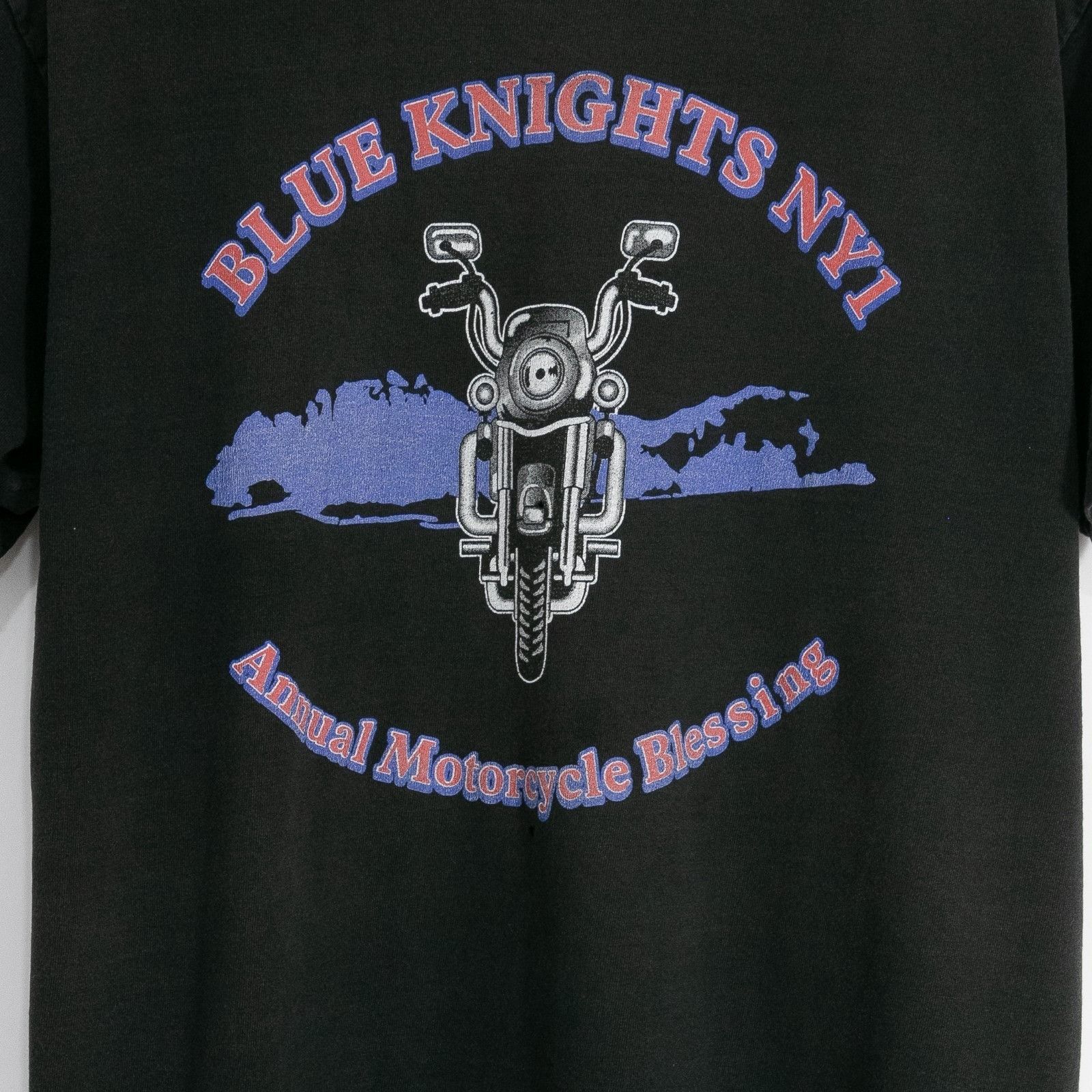 Vintage Vintage 90s Blue Knights NY1 T Shirt Mens Large - Distressed Size US L / EU 52-54 / 3 - 3 Thumbnail