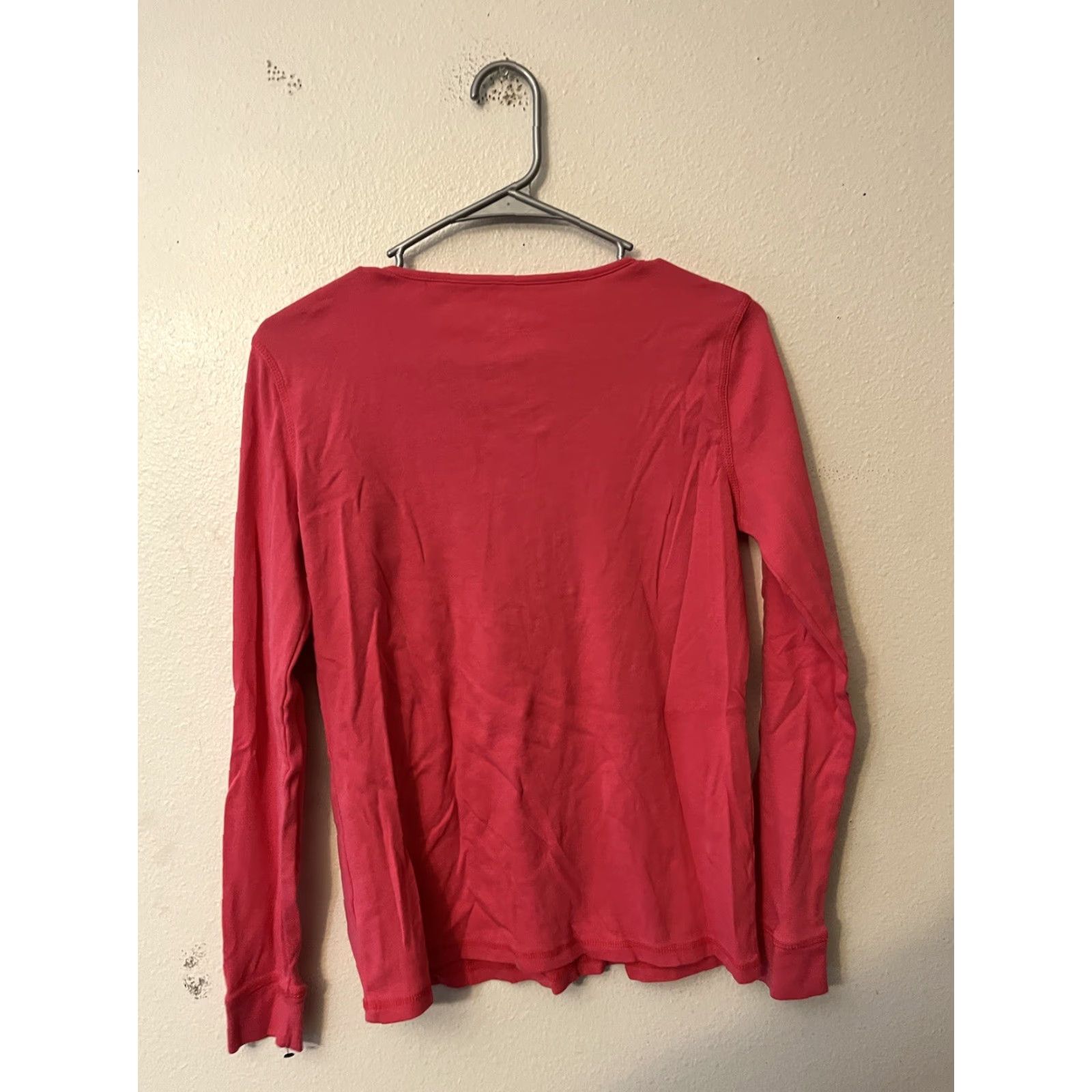 Talbots Talbots Top Womens S Pink Henley T-Shirt Long Sleeve Round Neck Cotton Solid Shirt Size S / US 4 / IT 40 - 3 Thumbnail