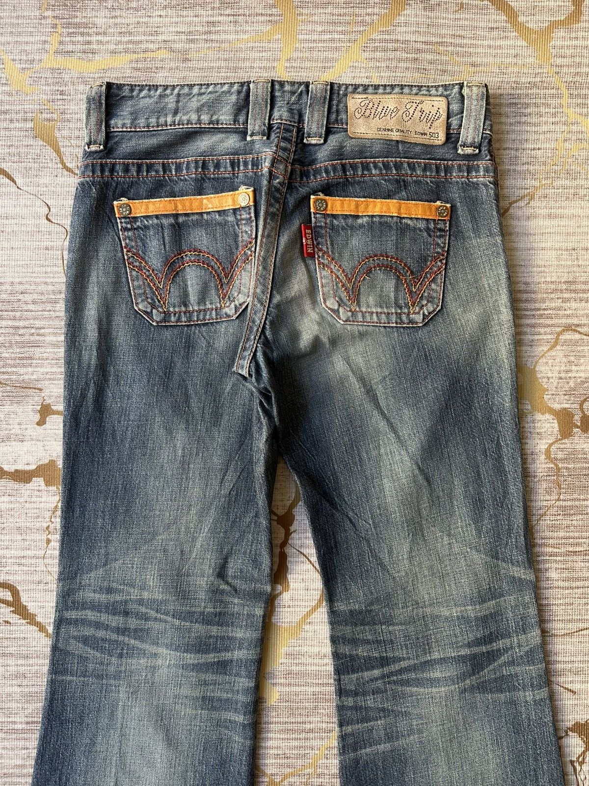 Edwin FLARE Edwin Blue Trip Fatigue Design Distressed Denim Size US 29 - 13 Thumbnail