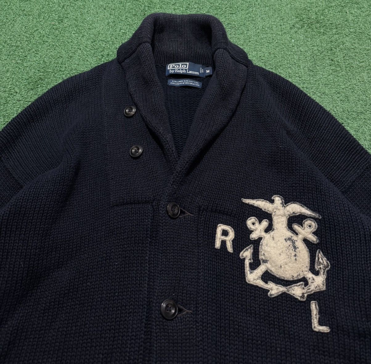 Polo Ralph Lauren Polo Ralph Lauren Linen Cotton Cardigan Men Vintage Marine Size US M / EU 48-50 / 2 - 3 Thumbnail
