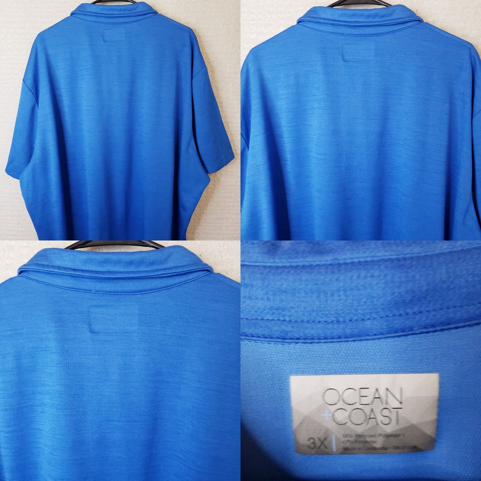 Vintage Ocean & Coast Polo Shirt Men's 3XL Blue Short Sleeve Collared Button Front Fish Logo Pattern Heathered Regular Fit Shirt Size US XXL / EU 58 / 5 - 8 Thumbnail