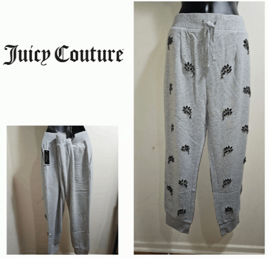 Juicy Couture NWT Juicy Couture Embellished Joggers Gray Large Size 36" / US 14 / IT 50 - 1 Thumbnail