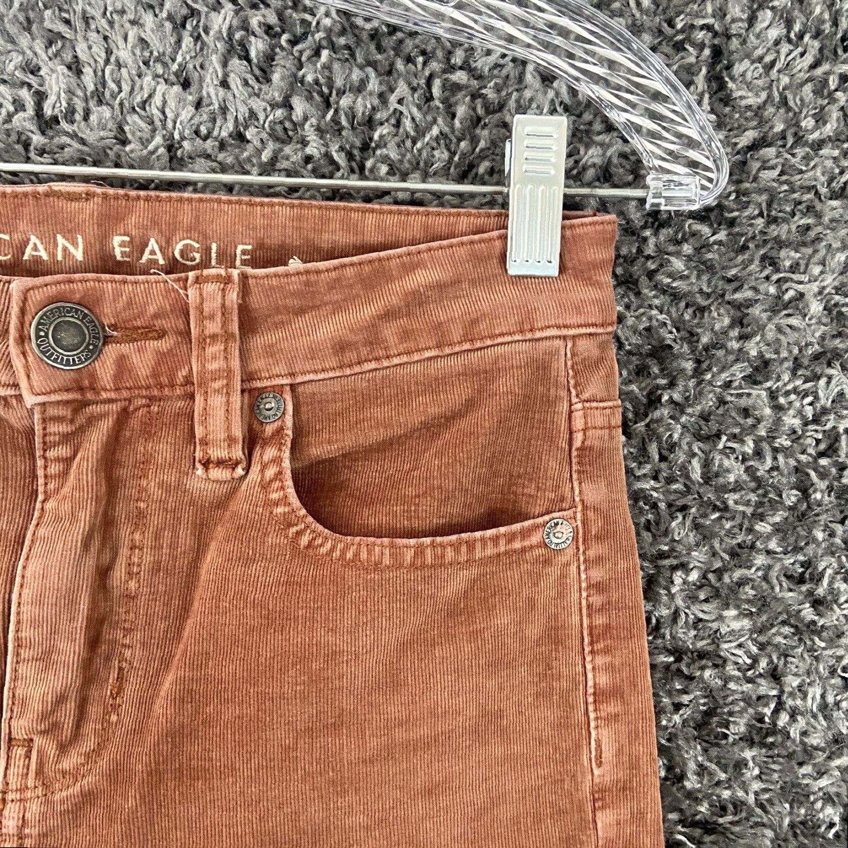 American Eagle Outfitters AMERICAN EAGLE Women’s Size 0 Brown Corduroy Jeans Frayed Hem Straight Size 25" / US 0 / IT 36 - 3 Thumbnail