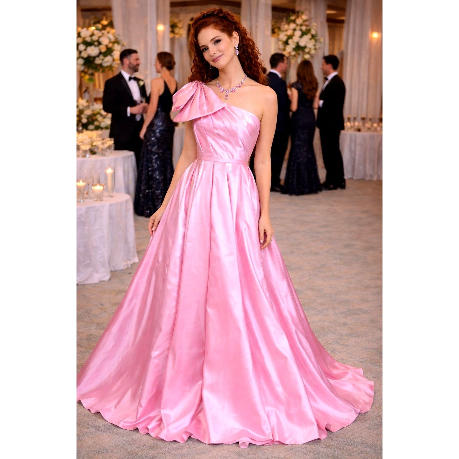 Other Mac Duggal One Shoulder Large Bow Pleated Gown Ice Pink 2 Size XS / US 0-2 / IT 36-38 - 1 Thumbnail