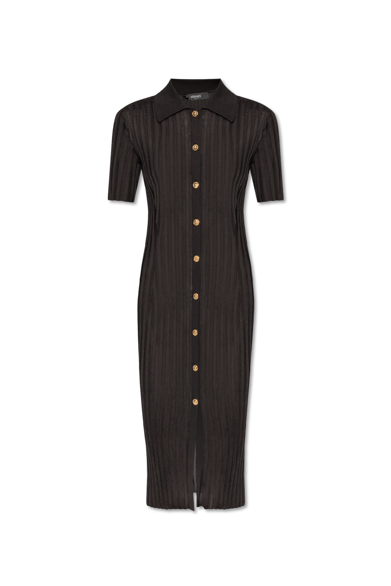 Versace o1s22i1n1024 Knitted Shirt Dress in Black Size S / US 4 / IT 40 - 1 Thumbnail