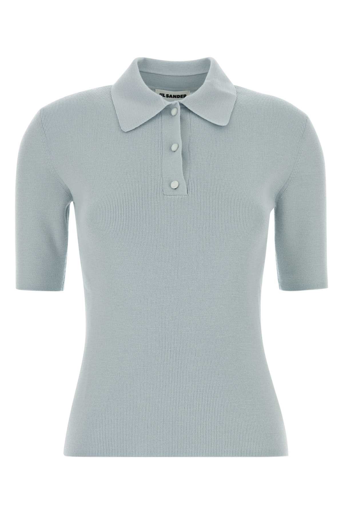 Jil Sander Pastel Light-Blue Wool Polo Shirt Size S / US 4 / IT 40 - 1 Thumbnail