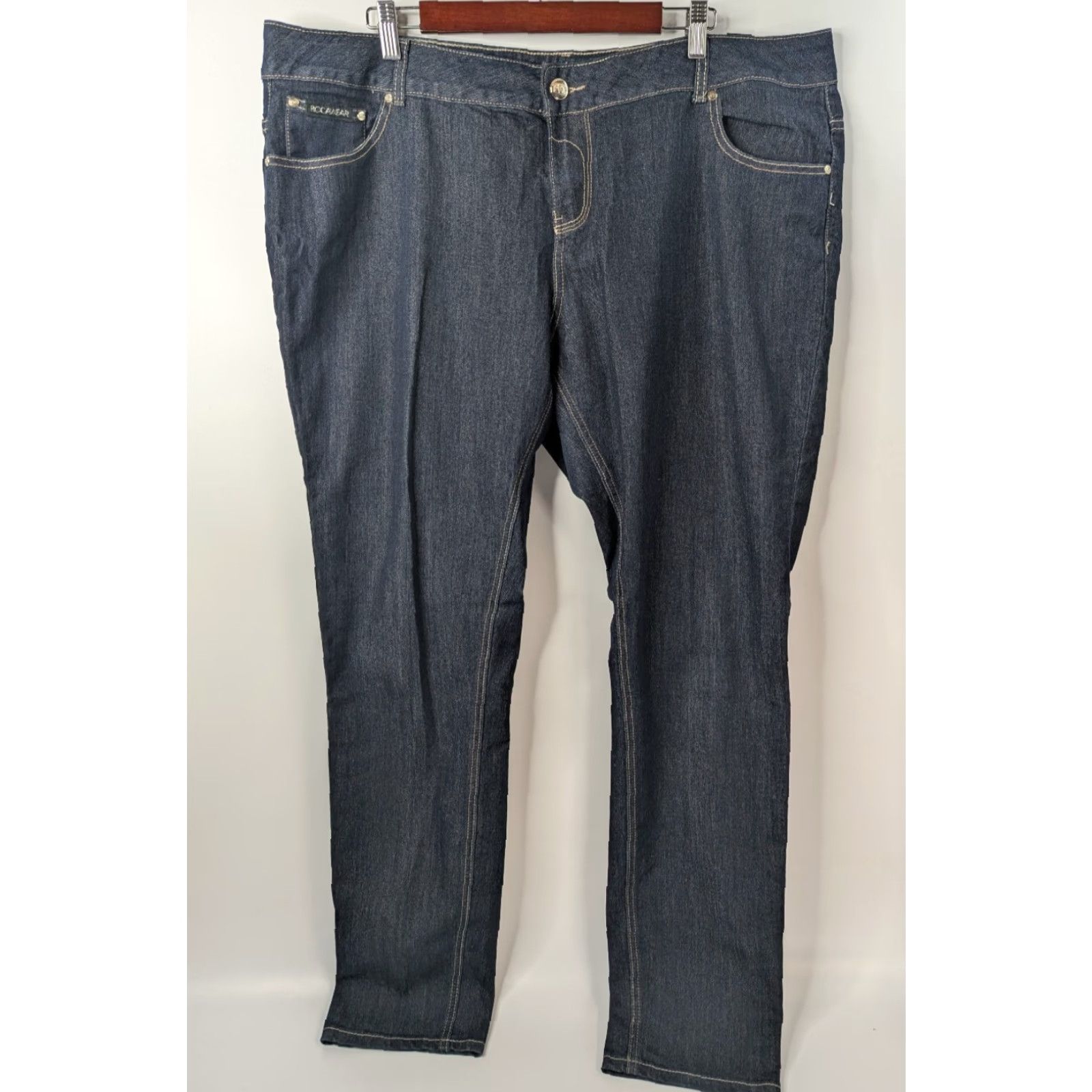 Rocawear Rocawear Jeans Women's Skinny 5-Pocket Denim Belt Loops Embroidered Purple Pocket Y2K Size 24 Blue Smooth Cotton Blend Regular Modern Size 42" / US 20 - 3 Thumbnail