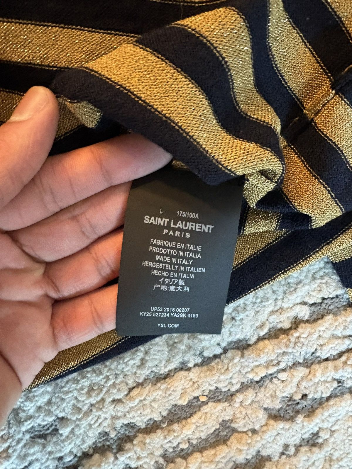 Saint Laurent Paris striped slp long sleeve Size US L / EU 52-54 / 3 - 3 Thumbnail