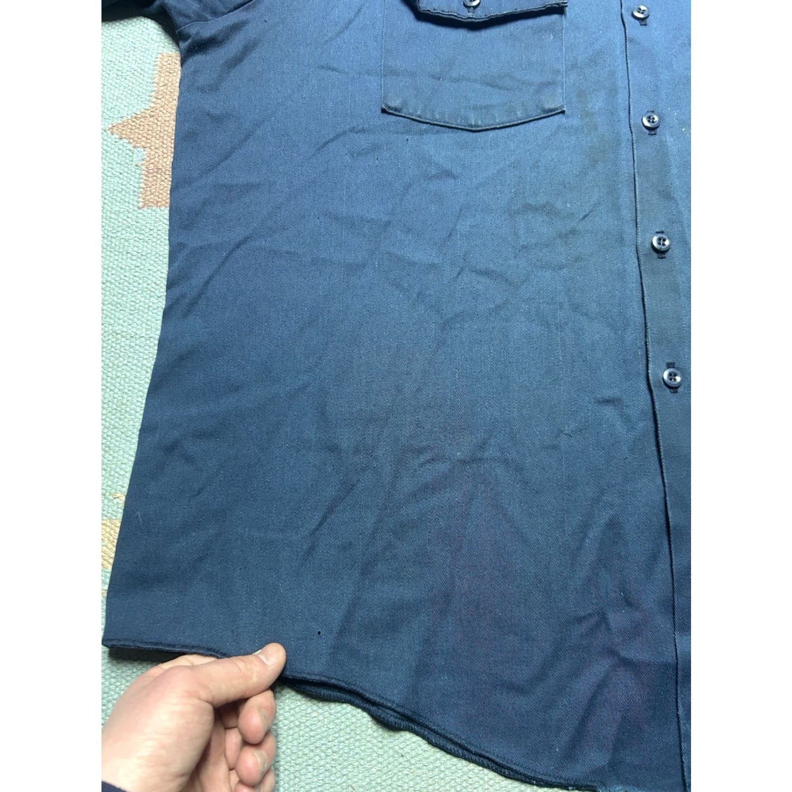 Dickies VINTAGE Dickies Long Sleeve Work Shirt Chino Twill Distressed Blue Men’s XL Size US XL / EU 56 / 4 - 2 Thumbnail