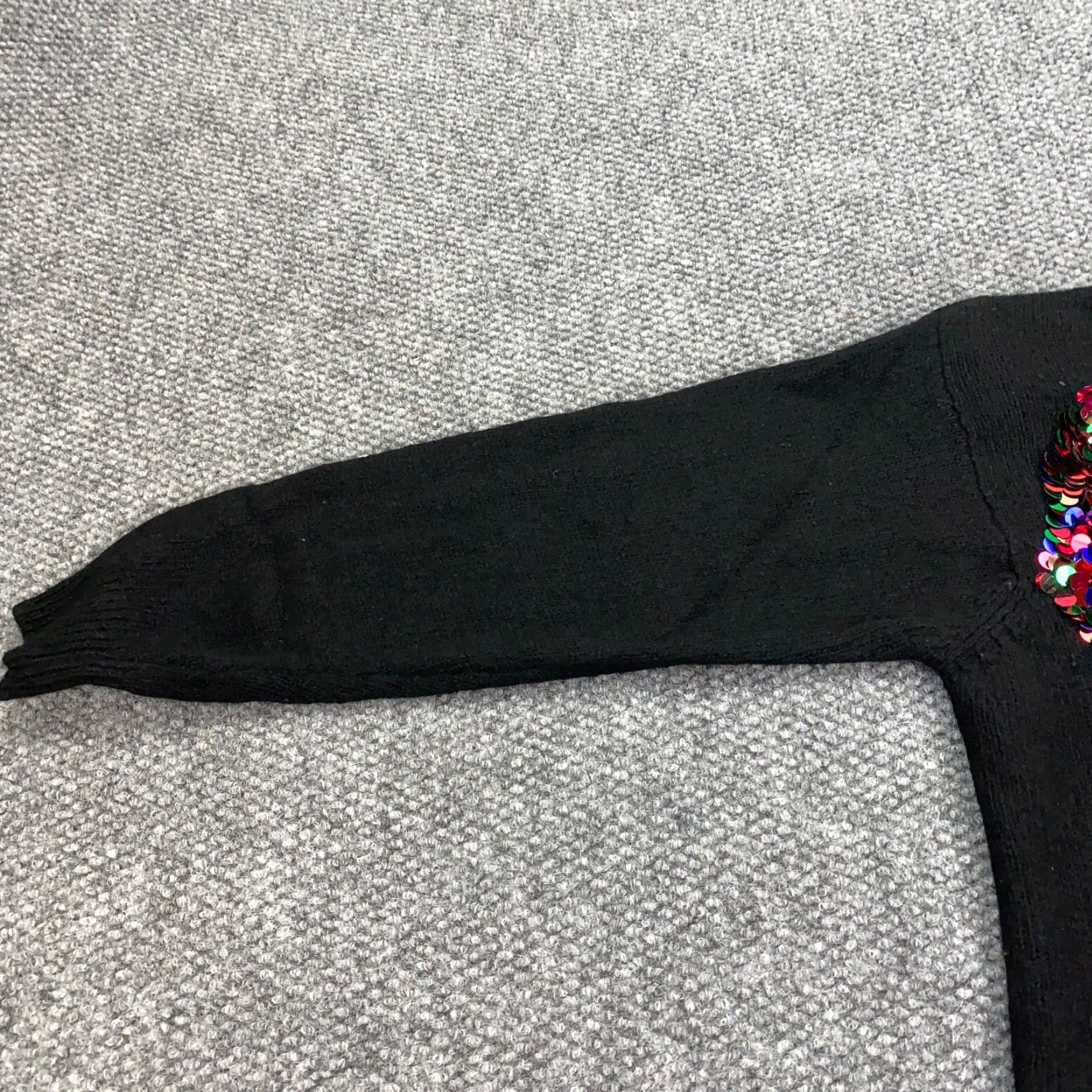 Vintage In Charge Women's Sweater S Black Angora Silk Lambswool Sequin Crew Neck Holiday Christmas Pullover Knit Womens Size S / US 4 / IT 40 - 6 Thumbnail