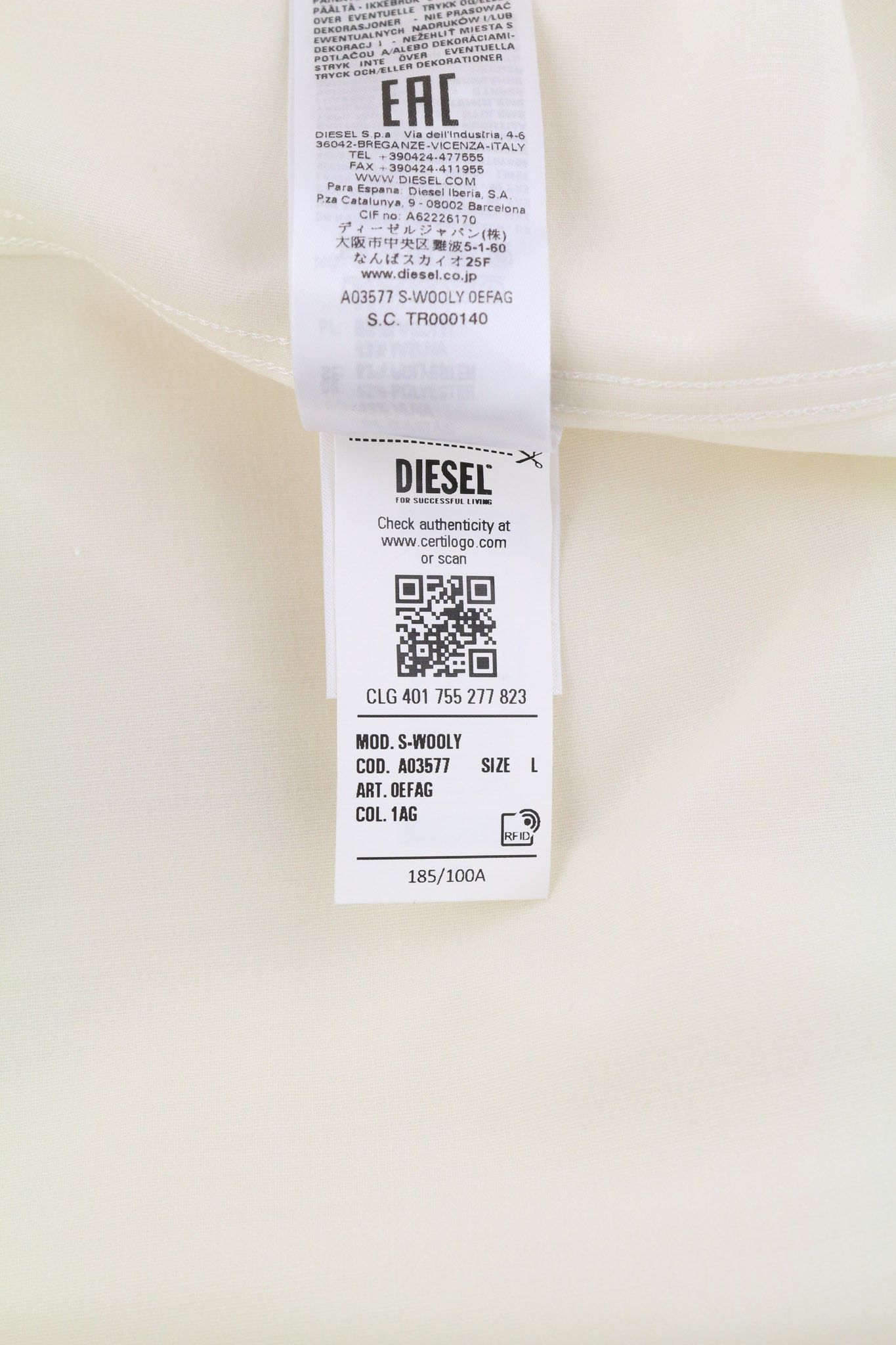 Diesel S-WOOLY L Wool Blend Notched Light 40538 Size US L / EU 52-54 / 3 - 9 Thumbnail