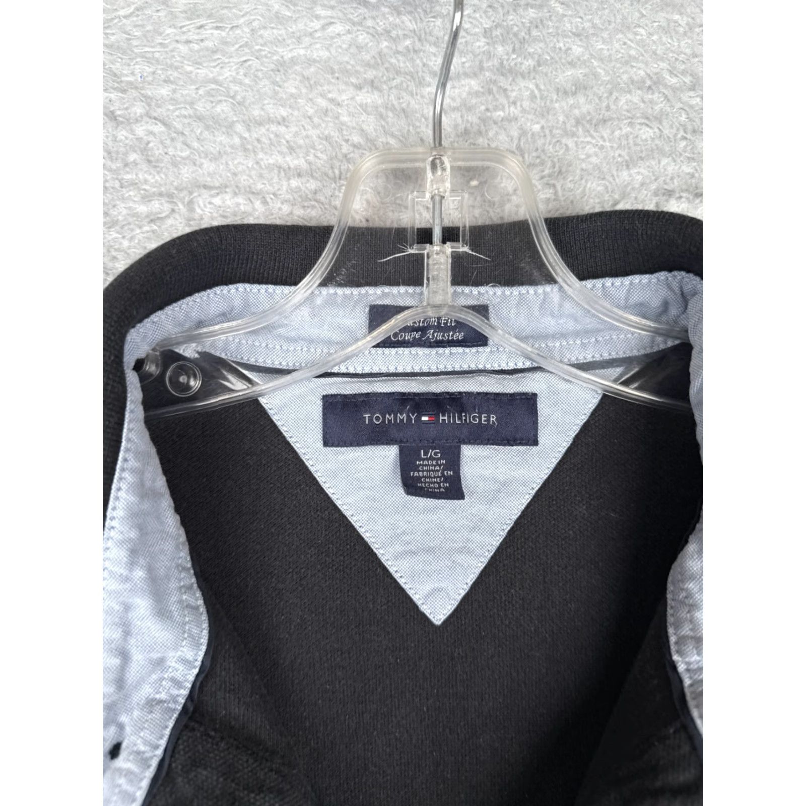 Tommy Hilfiger Tommy Hilfiger Polo Shirt Men Large Black Short Sleeve Custom Fit Cotton Size US L / EU 52-54 / 3 - 7 Thumbnail