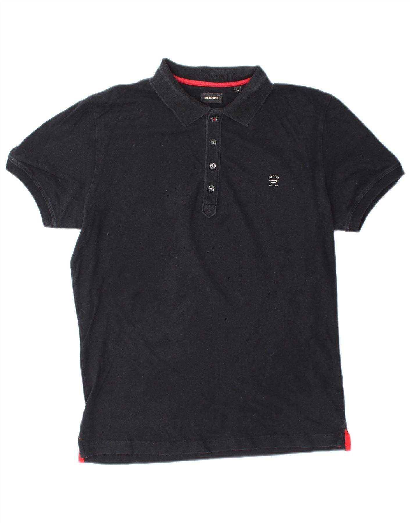 Diesel Mens Polo Shirt Large Black Cotton Size US L / EU 52-54 / 3 - 1 Thumbnail