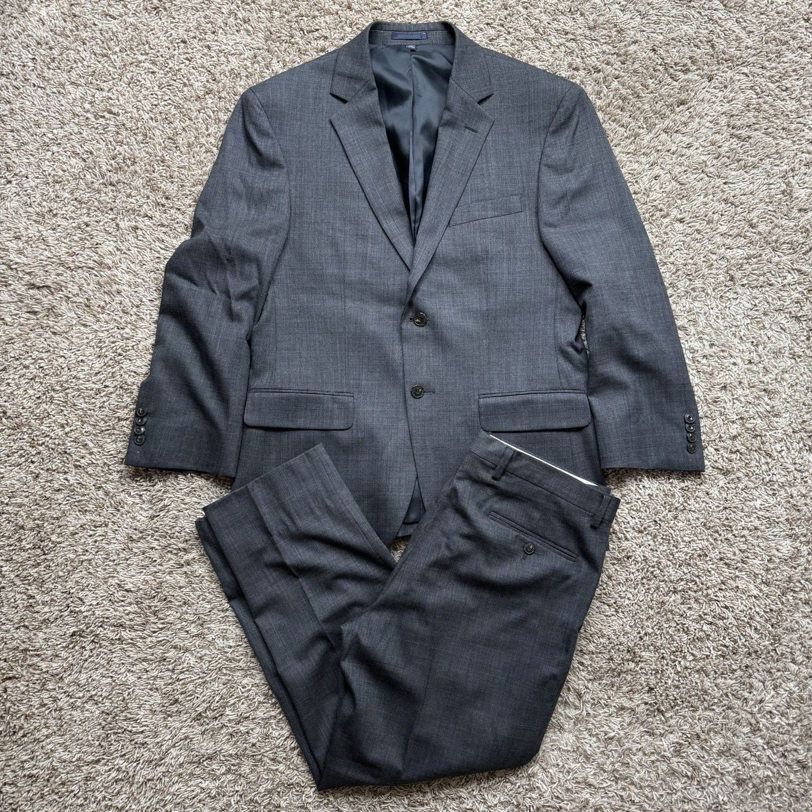 Jos. A. Bank Jos A Bank 40 Short 32” Waist Grey Wool Jacket Pants Suit Size 40S - 1 Thumbnail