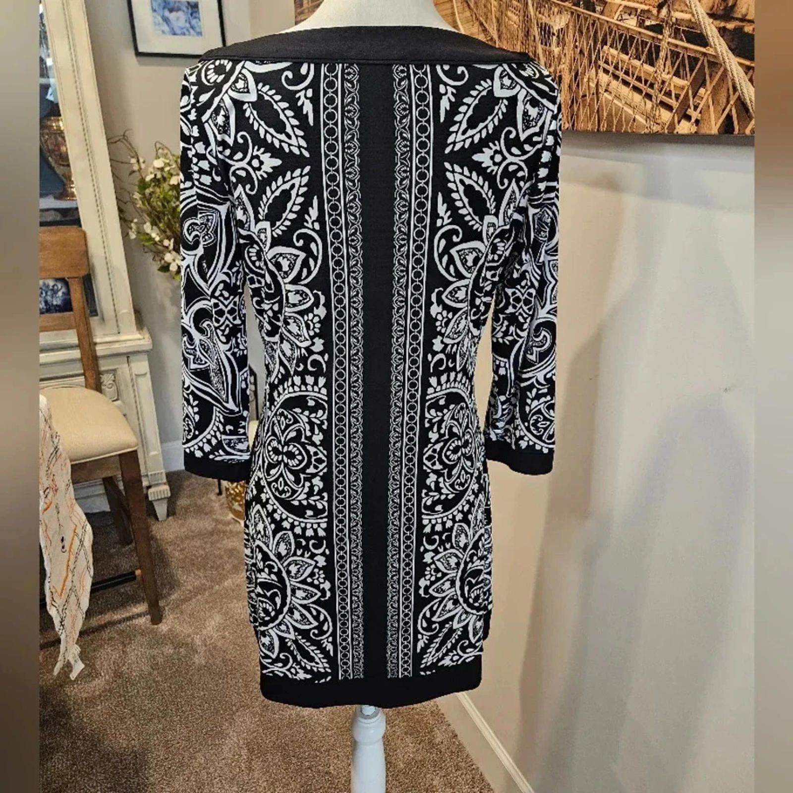 Designer WHBM Black & White Printed Slip Dress #H31 Size M / US 6-8 / IT 42-44 - 3 Thumbnail