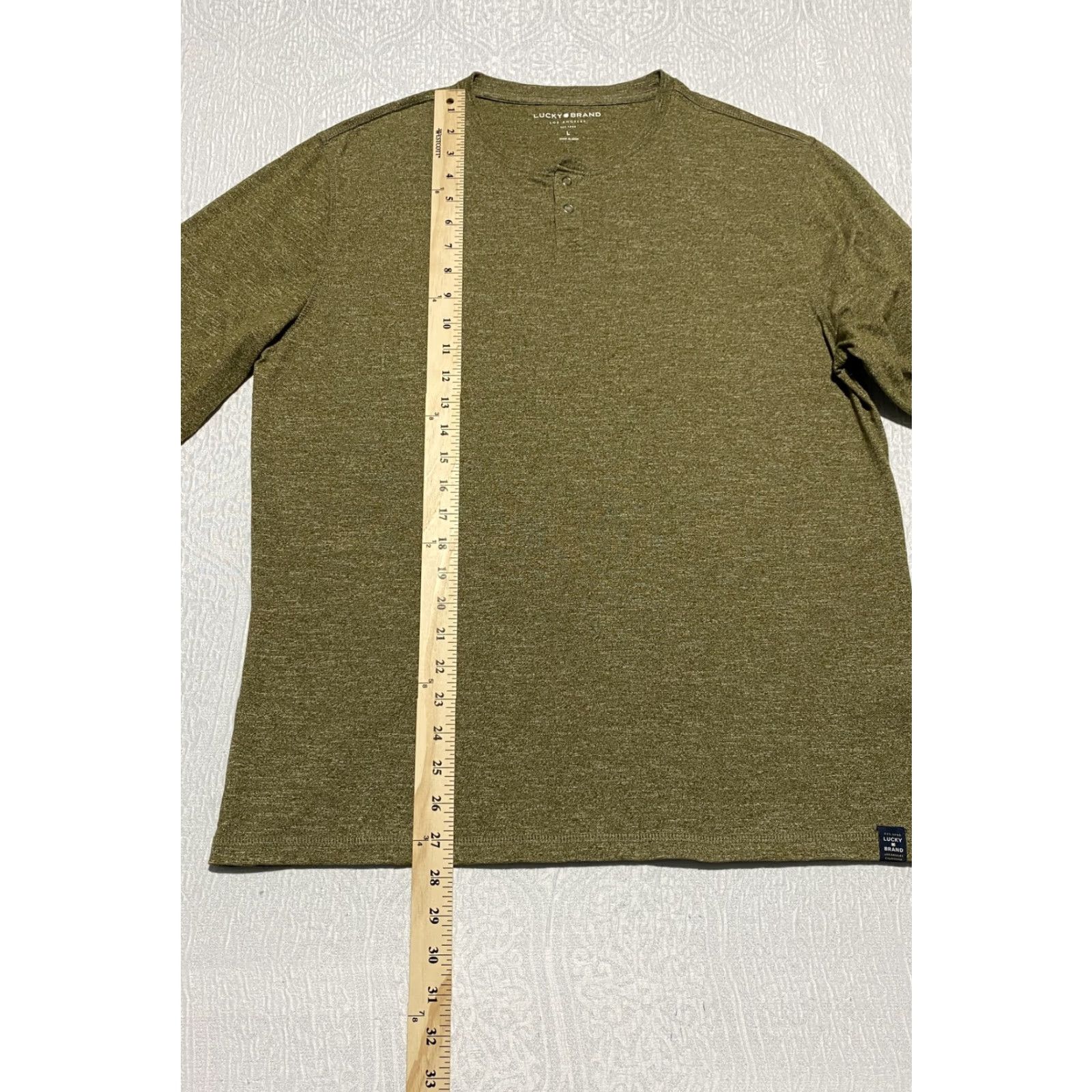Lucky Brand Lucky Brand Shirt Mens Large Olive Green Henley Long Sleeve Cotton Blend Casual Size US L / EU 52-54 / 3 - 4 Thumbnail