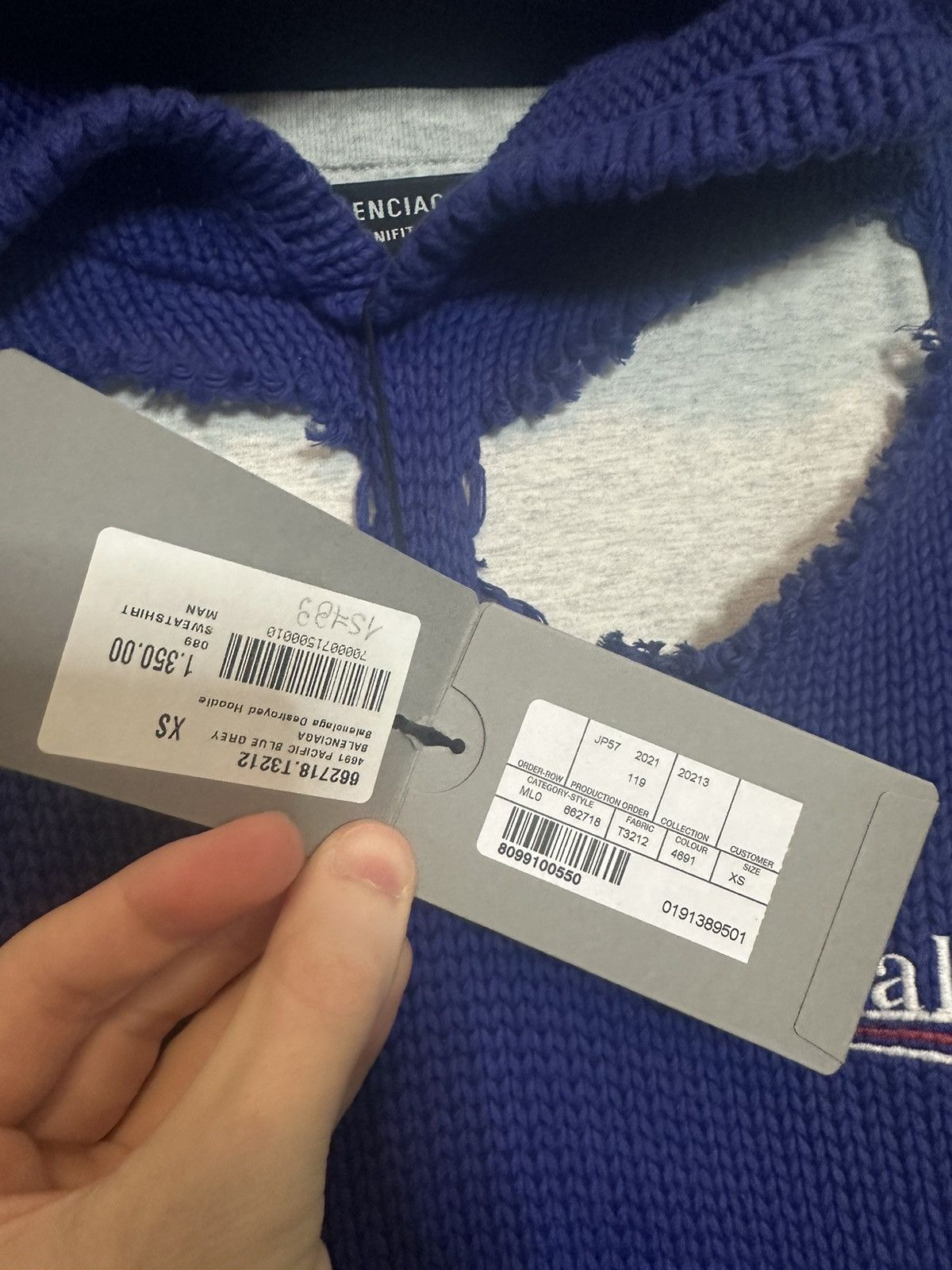 Balenciaga 2021 Destroyed Layered Hybrid Knit Campaign Hoodie NWT Size US XS / EU 42 / 0 - 4 Thumbnail