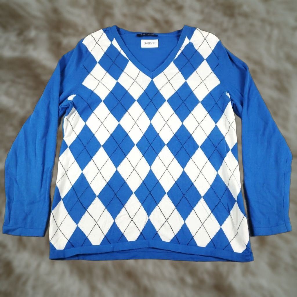 Tommy Hilfiger Tommy Hilfiger Argyle Sweater Womens Medium Blue Casual Pullover Size M / US 6-8 / IT 42-44 - 1 Thumbnail