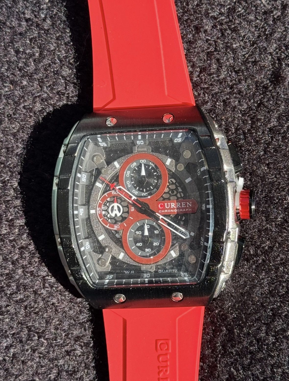 Curren Chronograph Red Men's Sport Wristwatch Quartz Brand New Size ONE SIZE - 5 Thumbnail