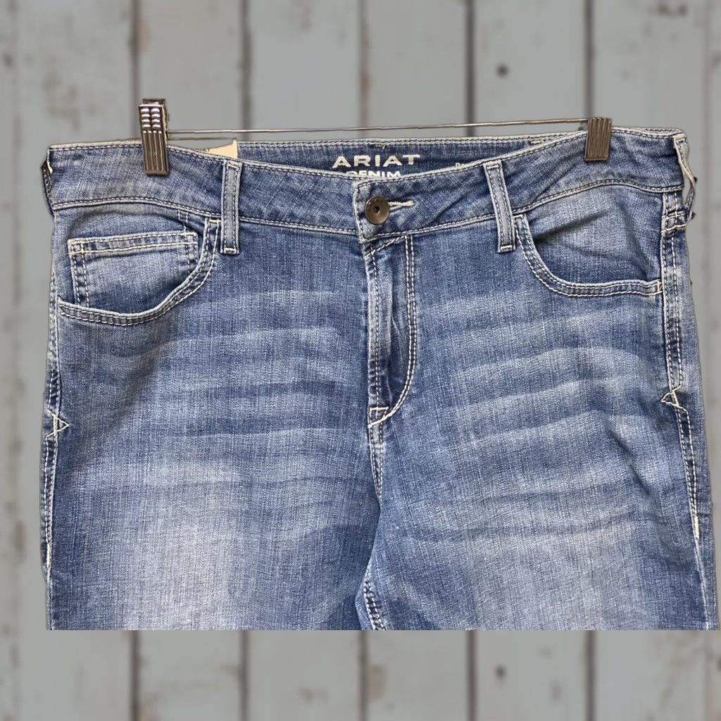 Ariat Ariat Jeans Mens 33” W 34” L Bombshell Perfect Rise Frayed Cuff Denim Straight Blue Denim 34” L Size US 33 - 1 Thumbnail