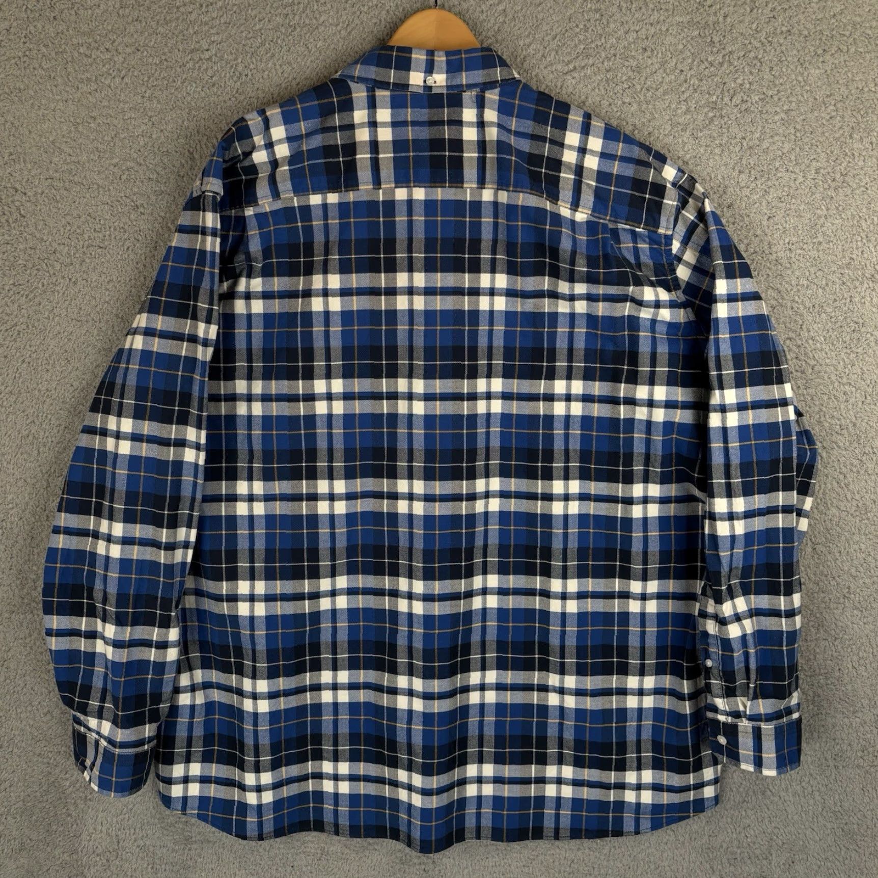 Vintage LL Bean Comfort Stretch Oxford Shirt Mens 3XLT Tall Blue Plaid Untucked Size US XXL / EU 58 / 5 - 4 Thumbnail