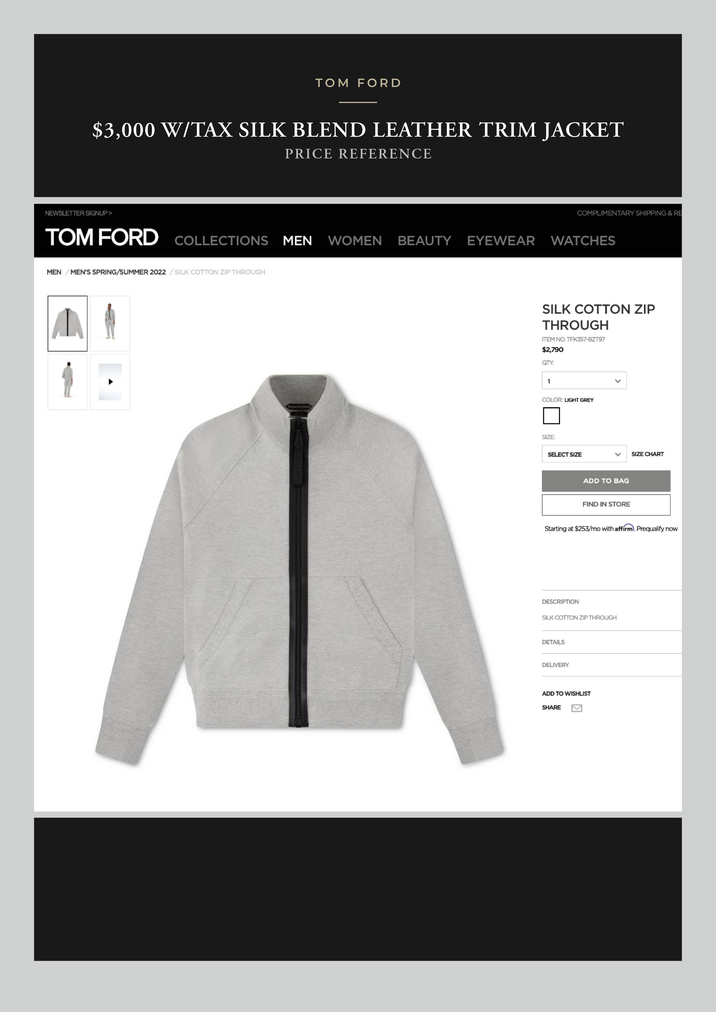 Tom Ford Best Dressed Rare $3K w/Tax Silk Blend Leather Accent Jacket Size US M / EU 48-50 / 2 - 6 Thumbnail