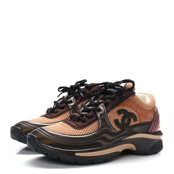 Chanel AUTHENTIC CHANEL Fabric Laminated Calfskin Stretch sneakers Size US 7 / IT 37 - 3 Thumbnail
