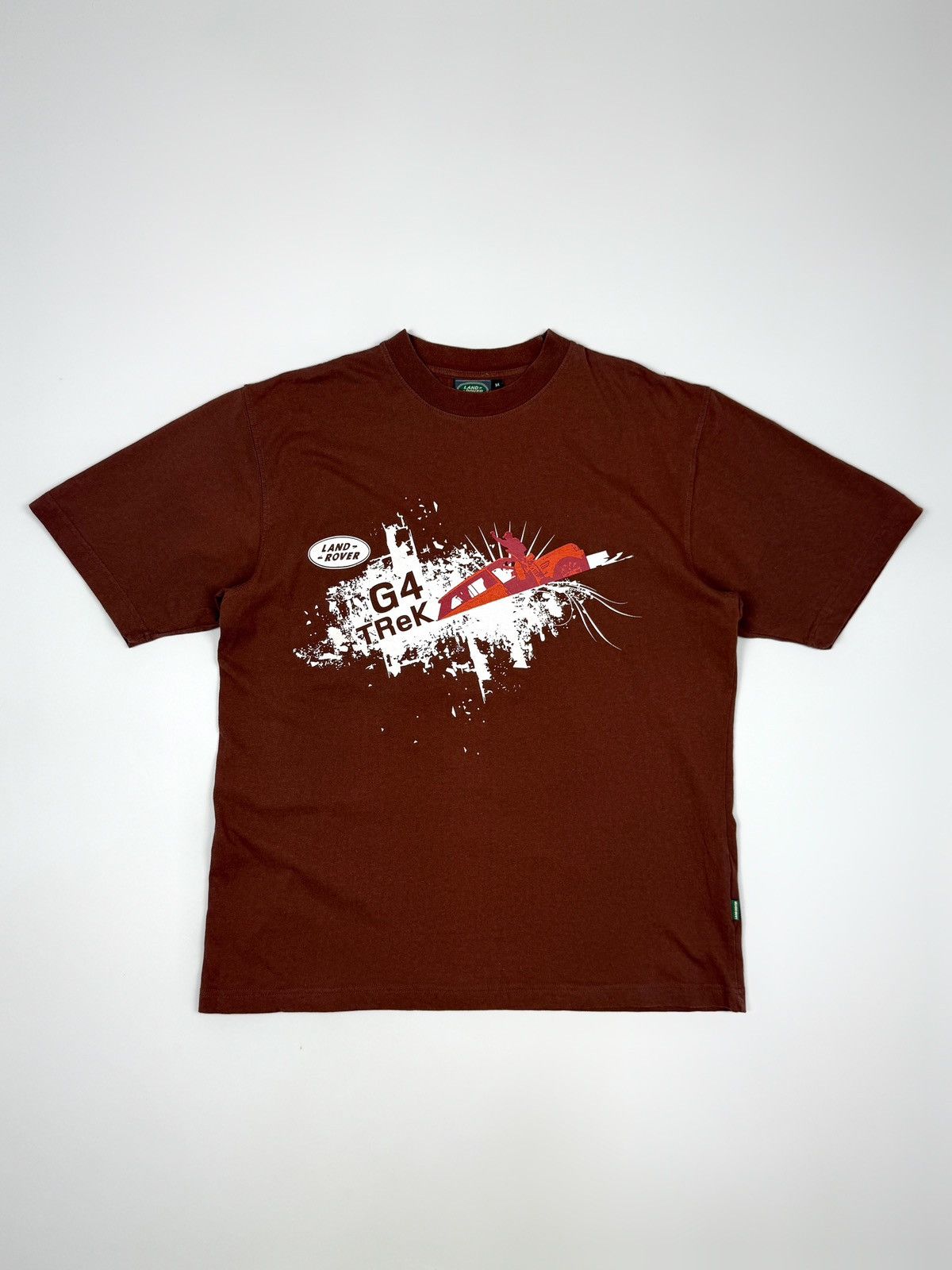 2000 Vintage Land Rover G4 Trek Graphic Brown Boxy Tee