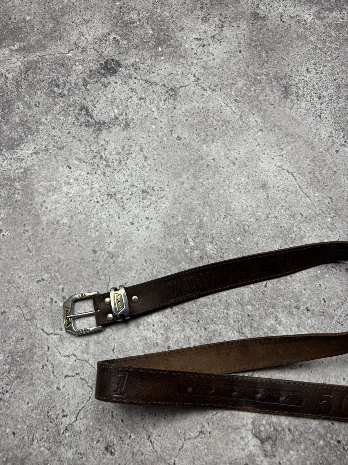 Levi's Vintage Clothing Vintage 90s Levi’s 501 Brown Leather Y2K Belt Cowboy Western Size ONE SIZE - 8 Thumbnail