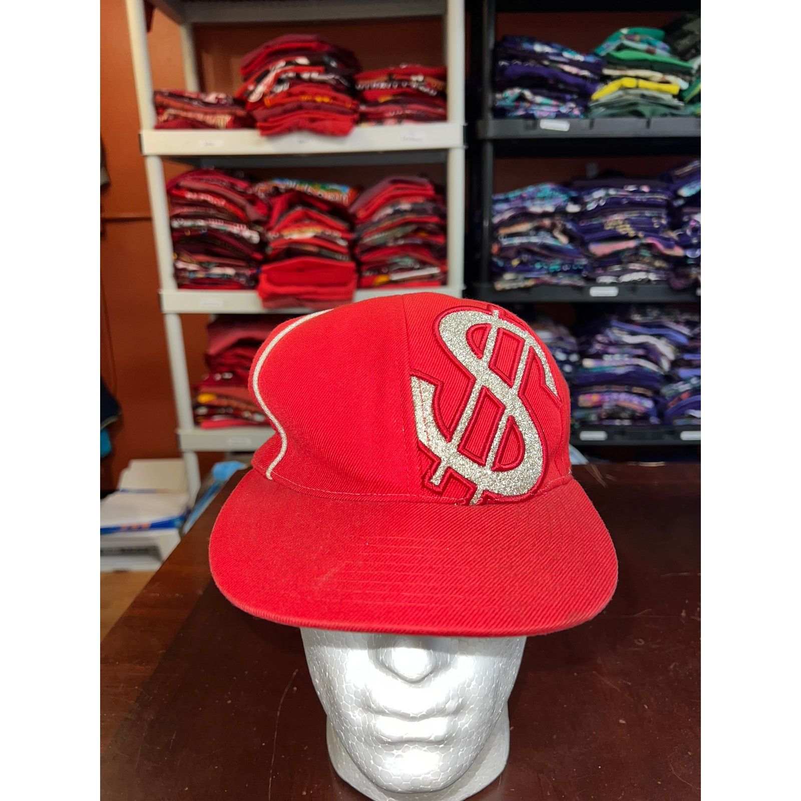 Diamond Head Head Global Hat Headwear Dollar Sign Red Cap Fitted 7 5/8 Size ONE SIZE - 1 Thumbnail
