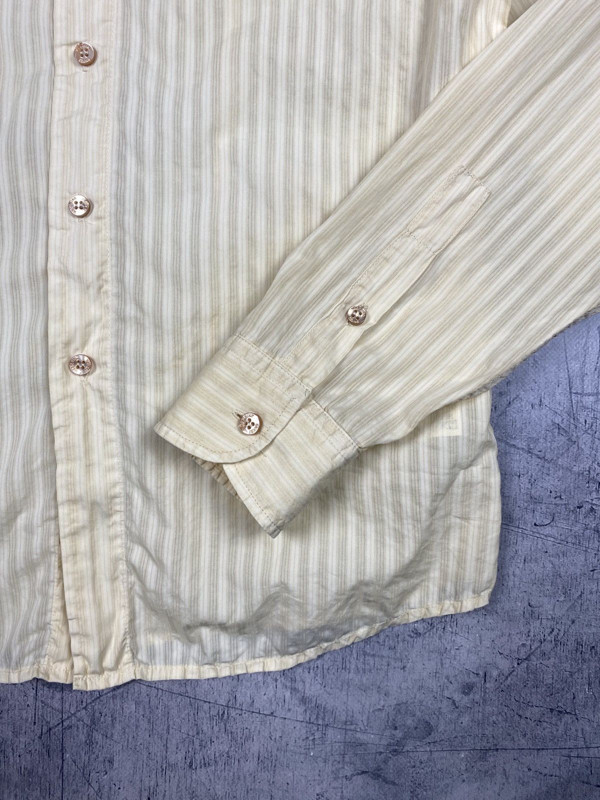 Moschino Moschino Jeans Striped Button Up Shirt Embroidered Logo Size US L / EU 52-54 / 3 - 9 Thumbnail