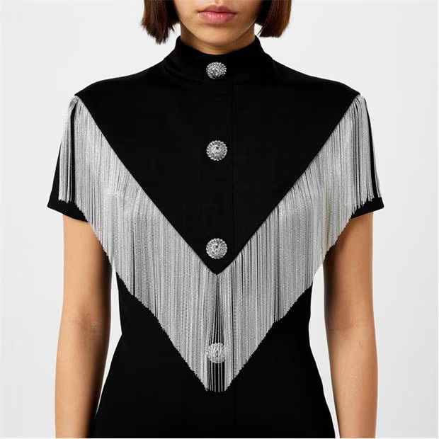 Balmain o1g2r1mq0924 Mini Dress in Noir & Argent Size S / US 4 / IT 40 - 3 Thumbnail
