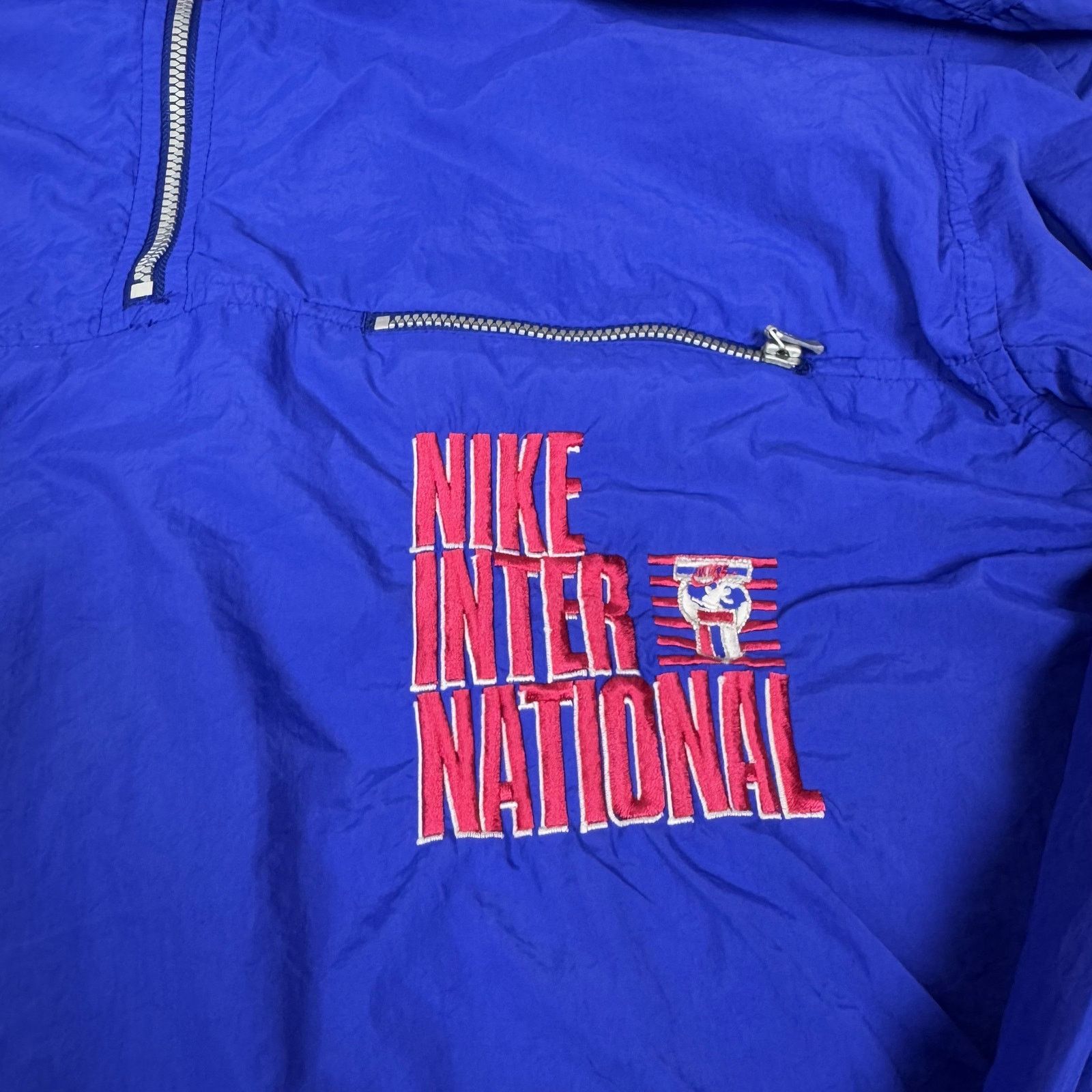 Nike Vintage 90s Nike International Men's Blue Quarter Zip Jacket Size US L / EU 52-54 / 3 - 3 Thumbnail