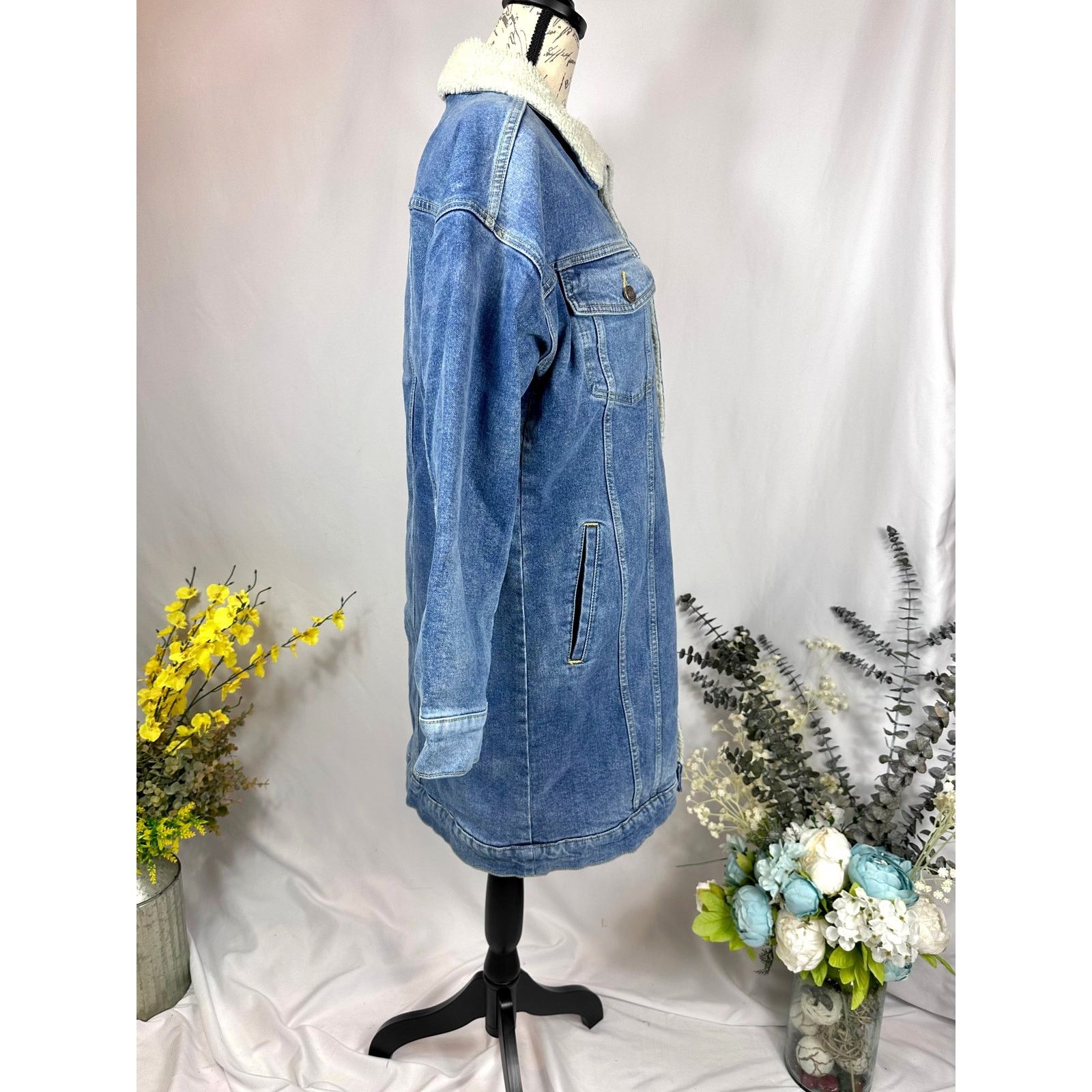 Other LNDN Landon Denim Sherpa Lined Jacket Medium Wash XS/S Size S / US 4 / IT 40 - 13 Thumbnail