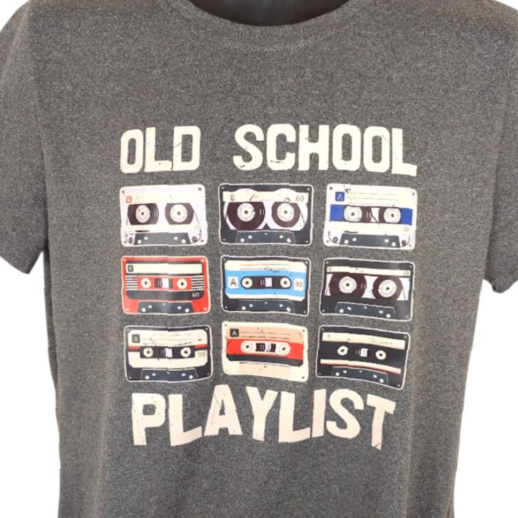 Etro VINTAGE Old School Playlist T Shirt Mens Large Gray Cassette Tape Mixtape Retro Size US L / EU 52-54 / 3 - 2 Thumbnail