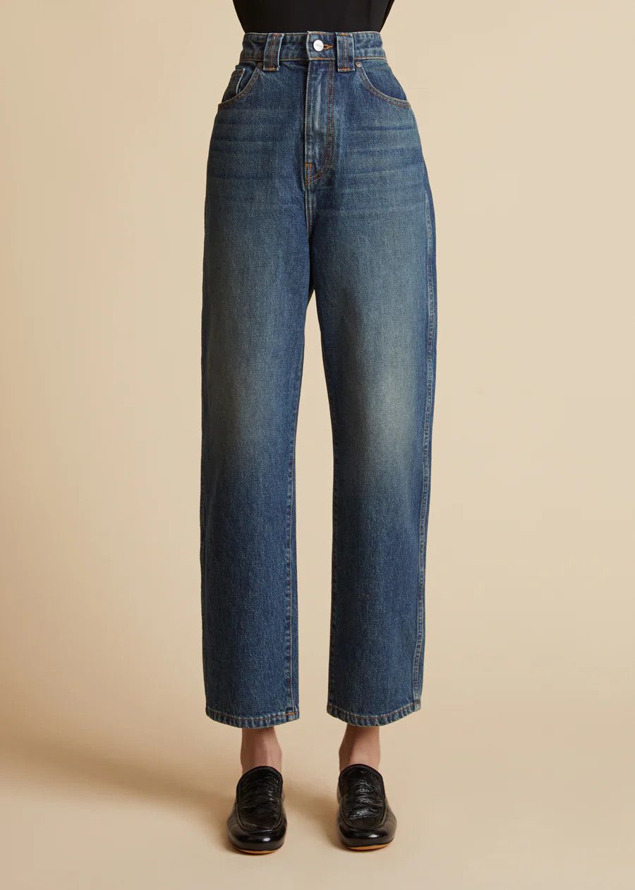 KHAITE o1s22i1n0724 Cropped Shalbi Jeans in Blue Size 29" - 3 Thumbnail
