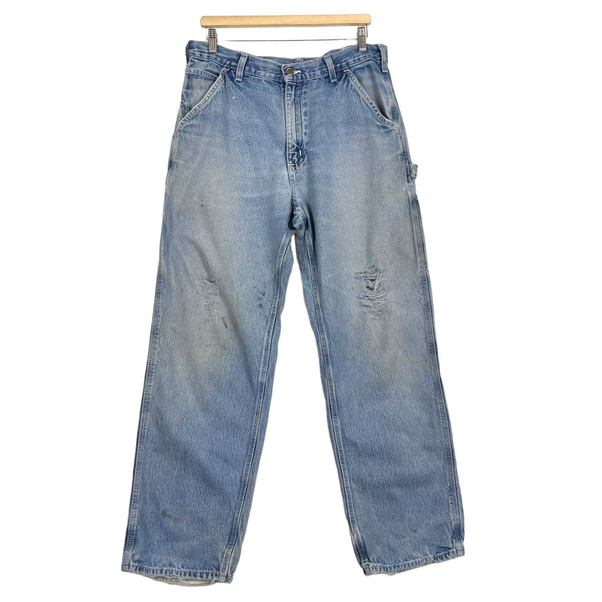 Carhartt × Carhartt Wip × Vintage 💥CARHARTT WIP SINGLE KNEE DISTRESSED JEANS Size US 34 / EU 50 - 4 Thumbnail